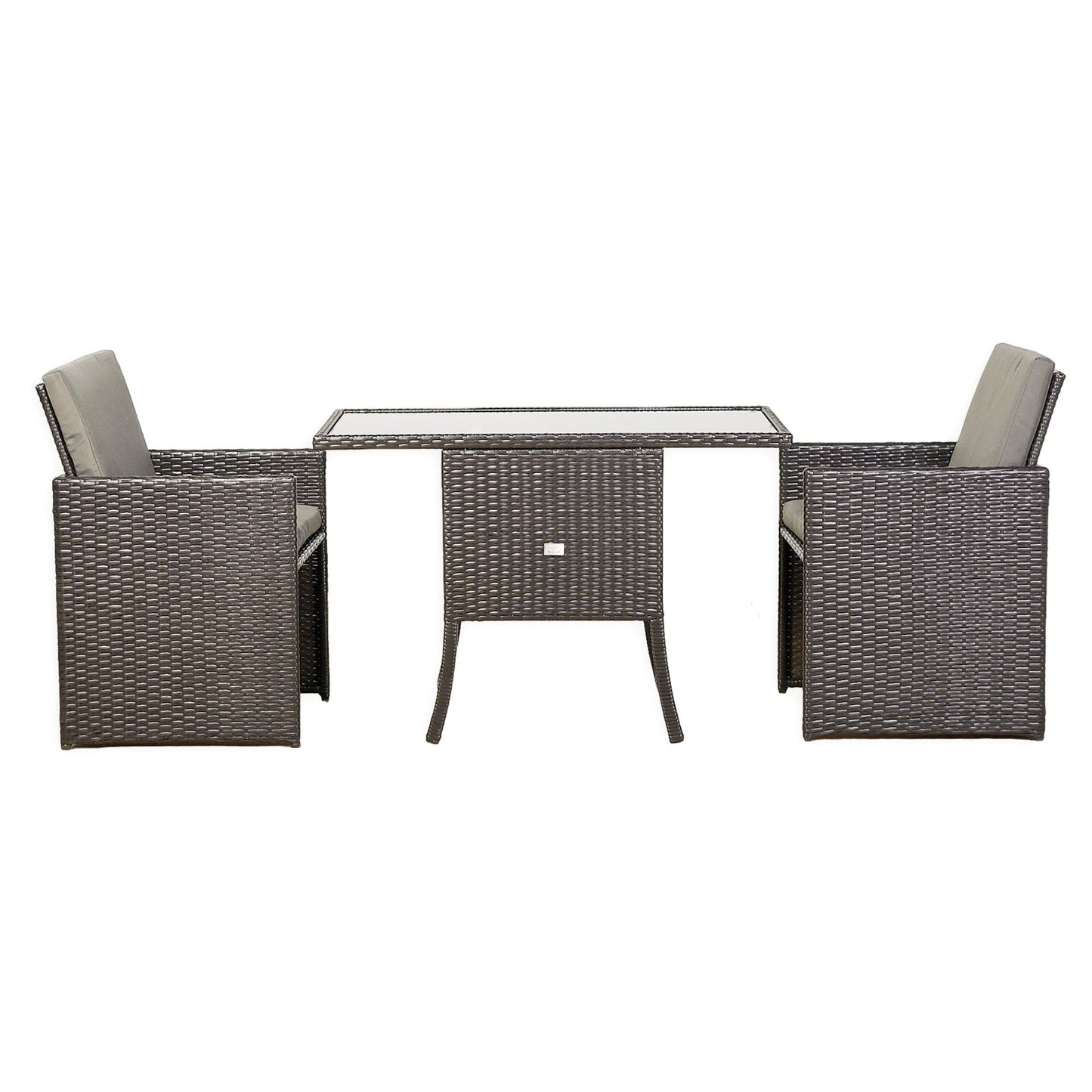IN STOCK | Rattan Republic Luxury 3-Piece Cube Garden Bistro Set – Elegant Blackish Brown Wicker Furniture for Balcony & Patio