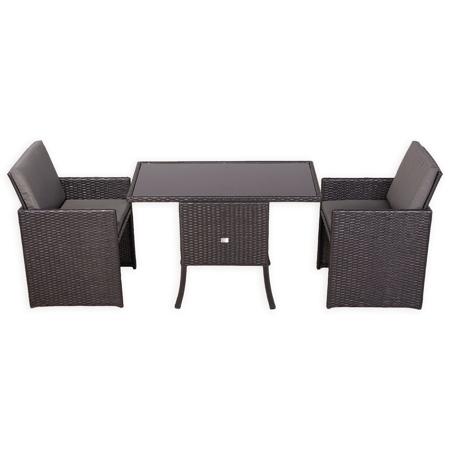 IN STOCK | Rattan Republic Luxury 3-Piece Cube Garden Bistro Set – Elegant Blackish Brown Wicker Furniture for Balcony & Patio