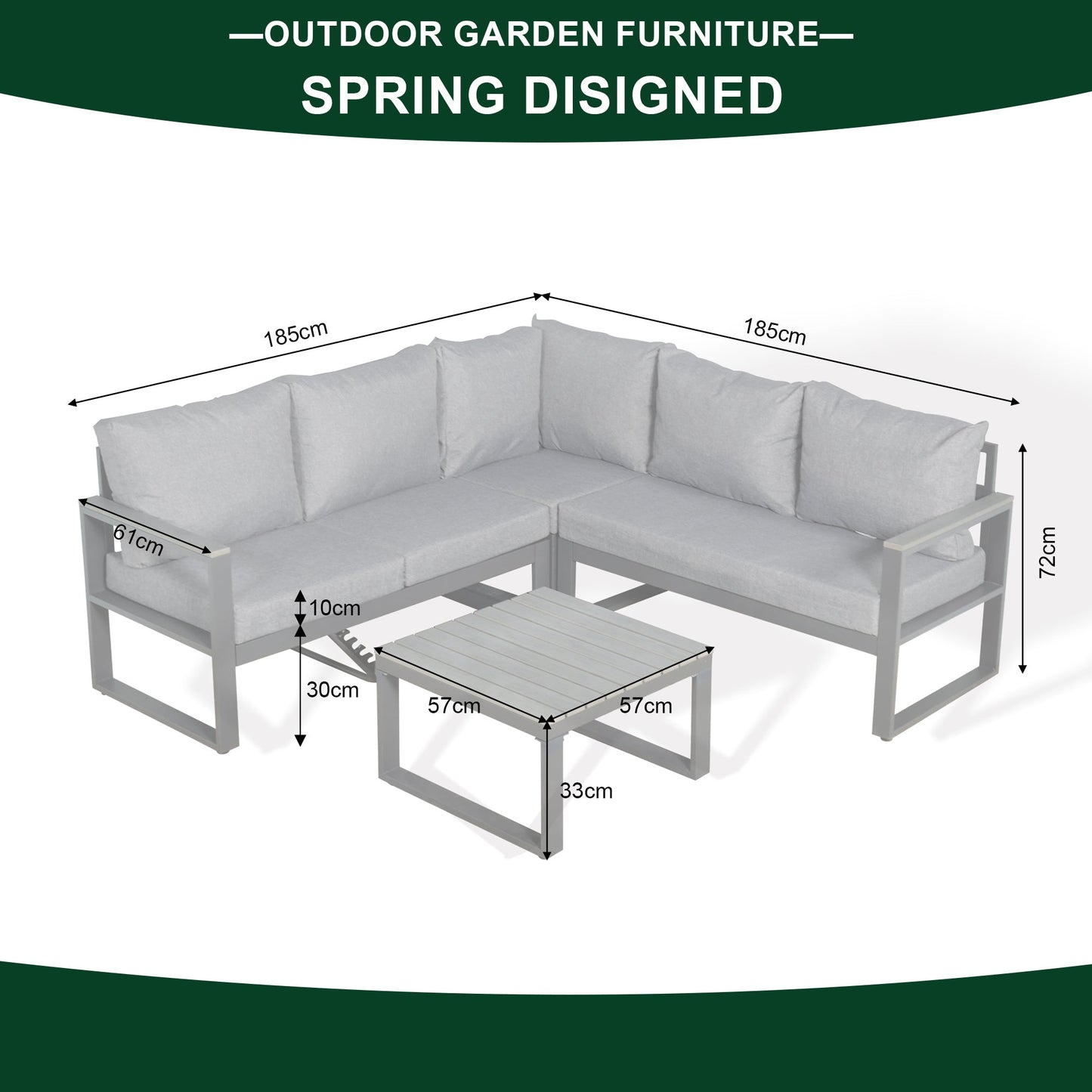 IN STOCK | Dune Range Square Corner Set Charcoal Aluminium Frame With Charcoal Cushions