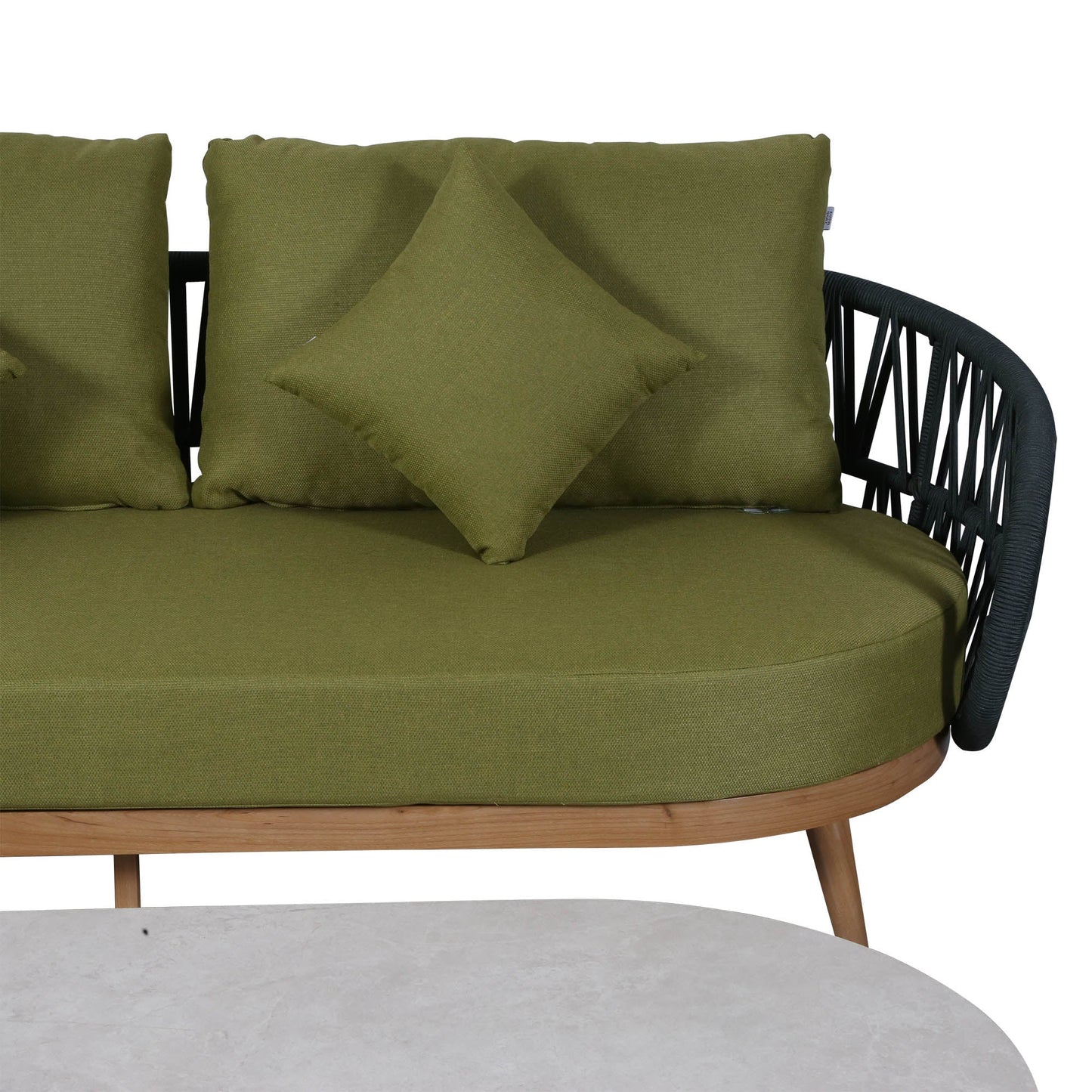 IN STOCK | Luna Range Olive Green Rope Sofa Set with Green Cushions