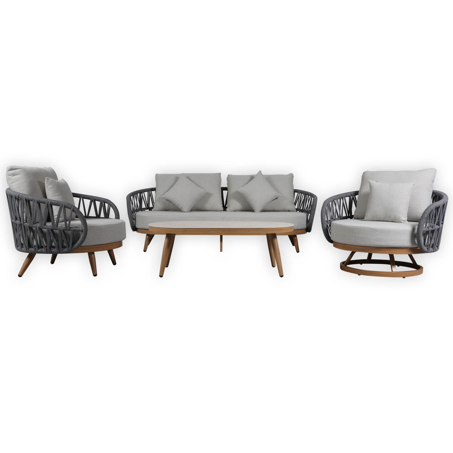 IN STOCK | Luna Range Dark Grey Rope Sofa Set with Grey Cushions