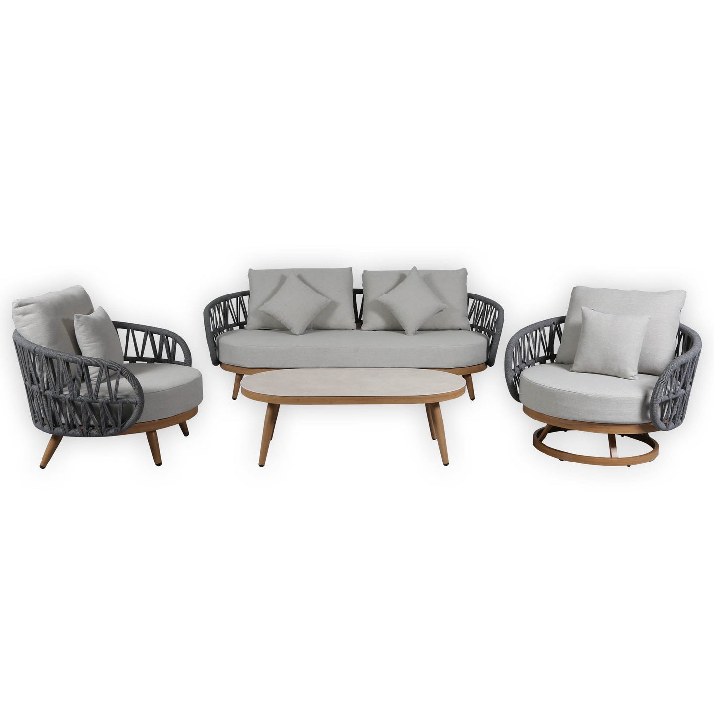 IN STOCK | Luna Range Dark Grey Rope Sofa Set with Grey Cushions