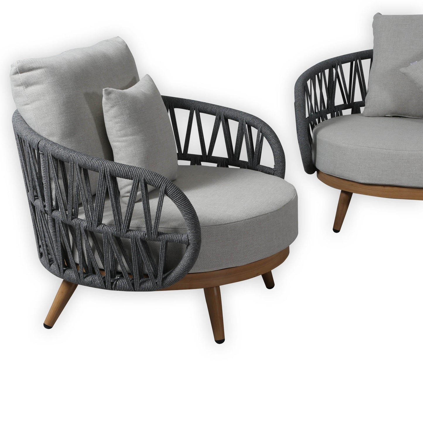 IN STOCK | Luna Range Dark Grey Rope Sofa Set with Grey Cushions