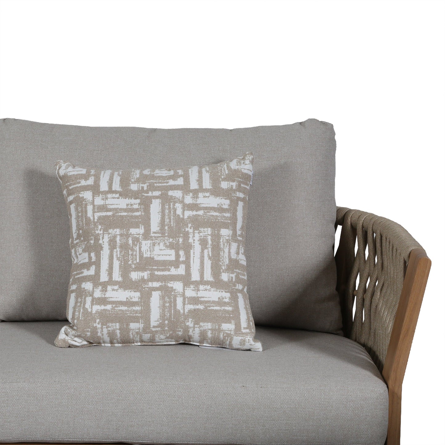 IN STOCK | Orion Range Beige Rope & Wood-Effect Aluminium Frame Sofa Set with Beige cushions