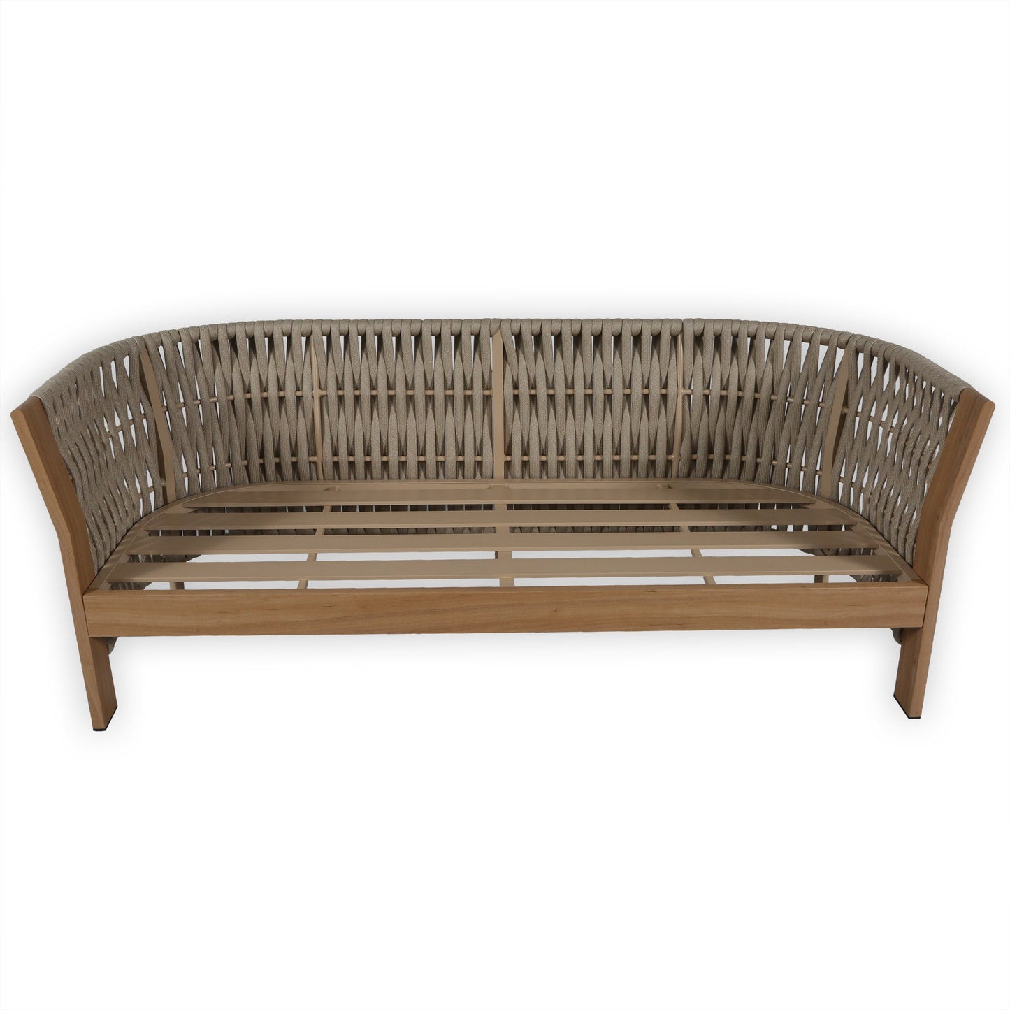 IN STOCK | Orion Range Beige Rope & Wood-Effect Aluminium Frame Sofa Set with Beige cushions