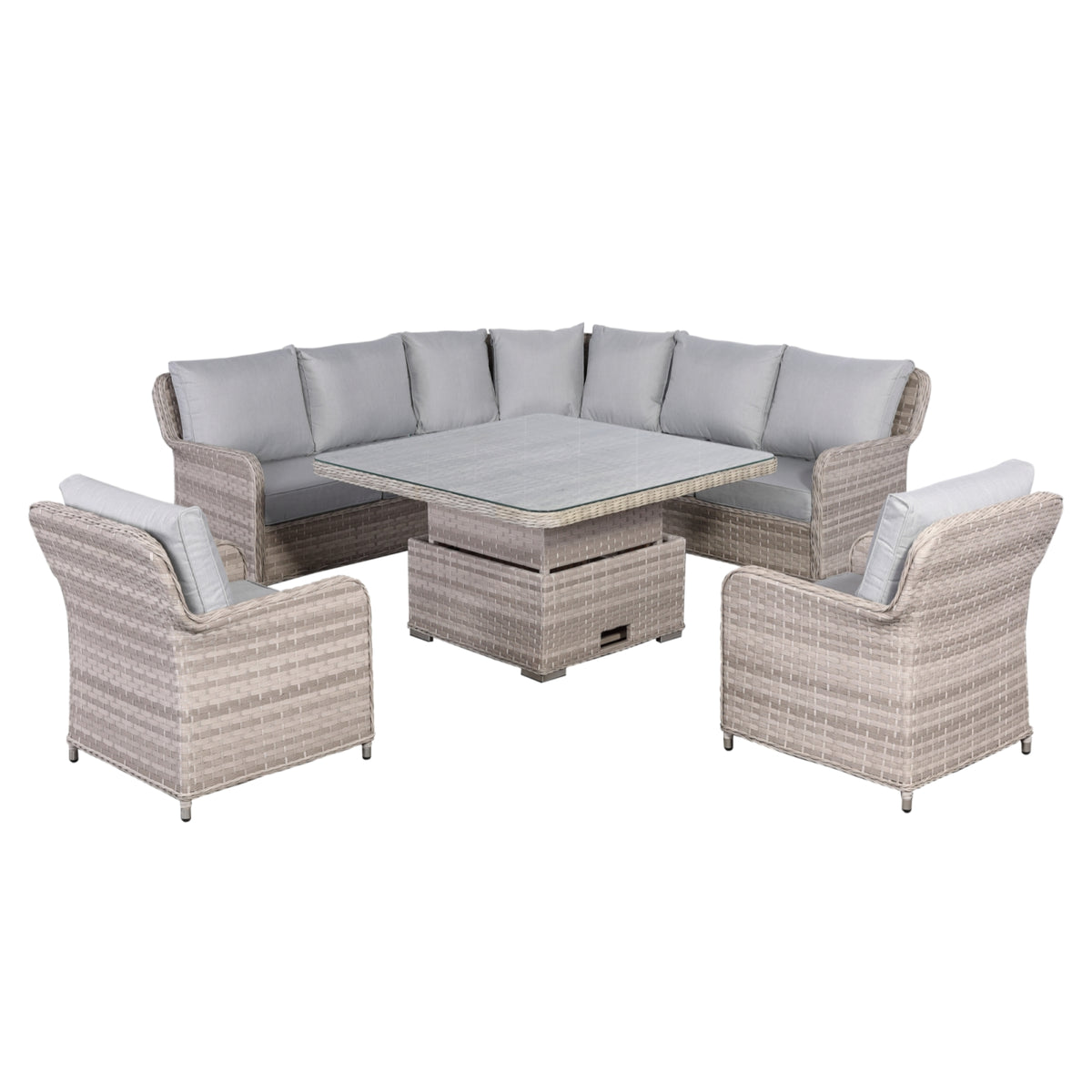 Havana Range L-Shaped Corner Sofa Set with Armchairs and Rising Table