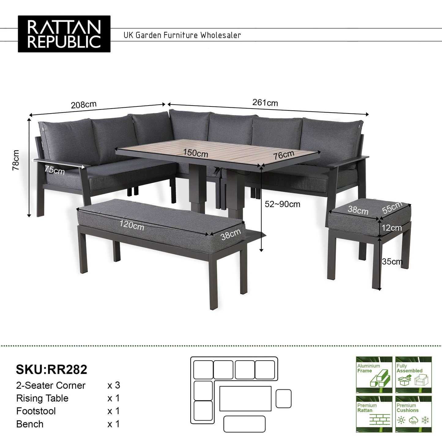Titan Range High Back Left Hand Corner Sofa Set