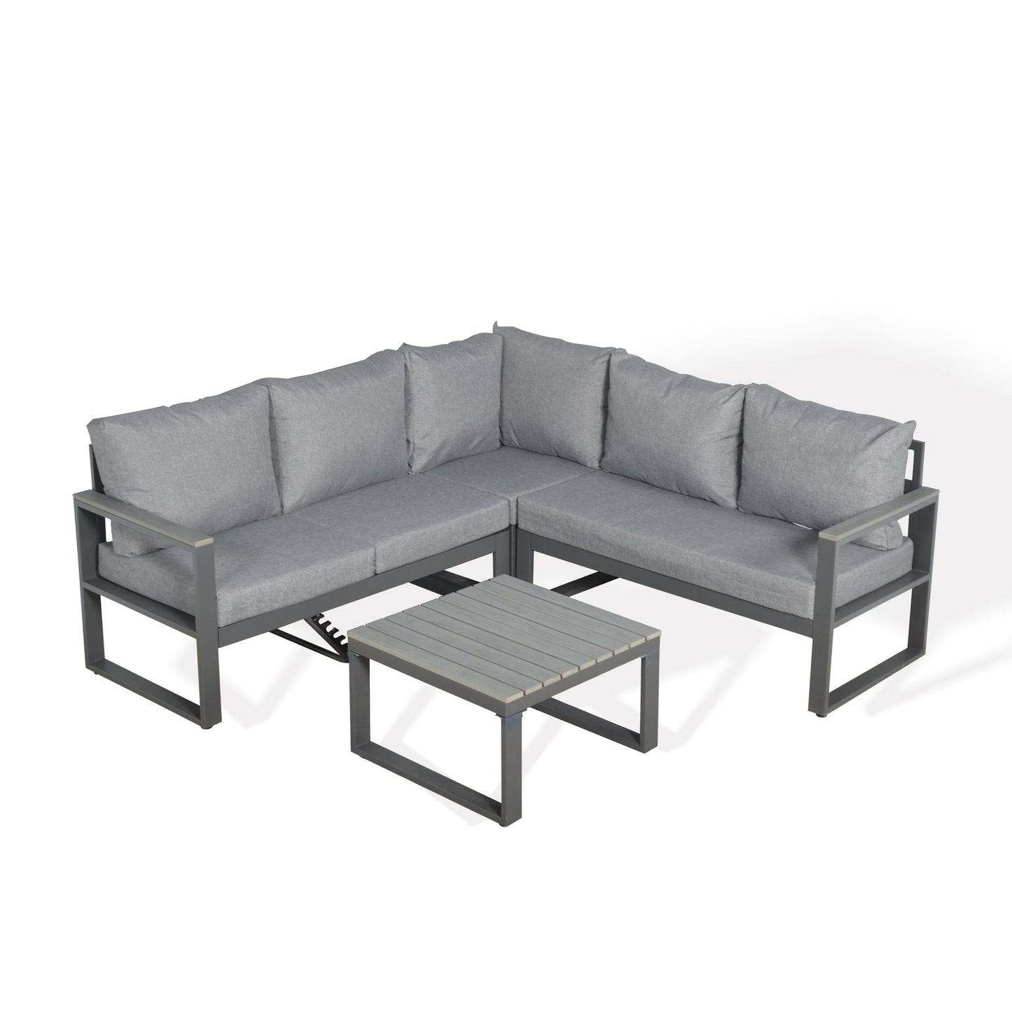 IN STOCK | Dune Range Square Corner Set Charcoal Aluminium Frame With Charcoal Cushions