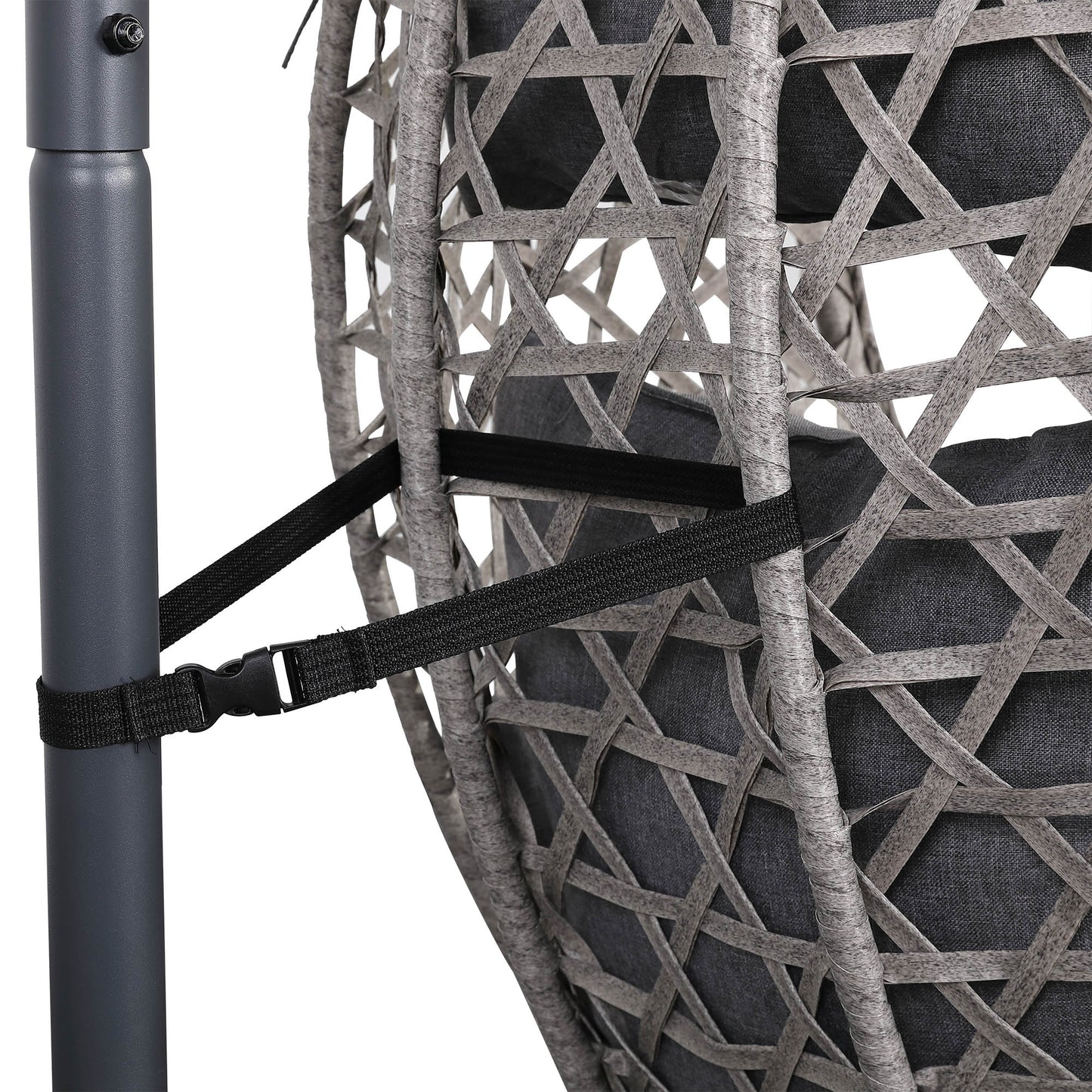 IN STOCK | Nest Hanging Egg Chair with Stand, Thick Showerproof Cushions, for Living Room,Balcony or Outdoor, Grey Weave & Black Stand (RR-EC-02)