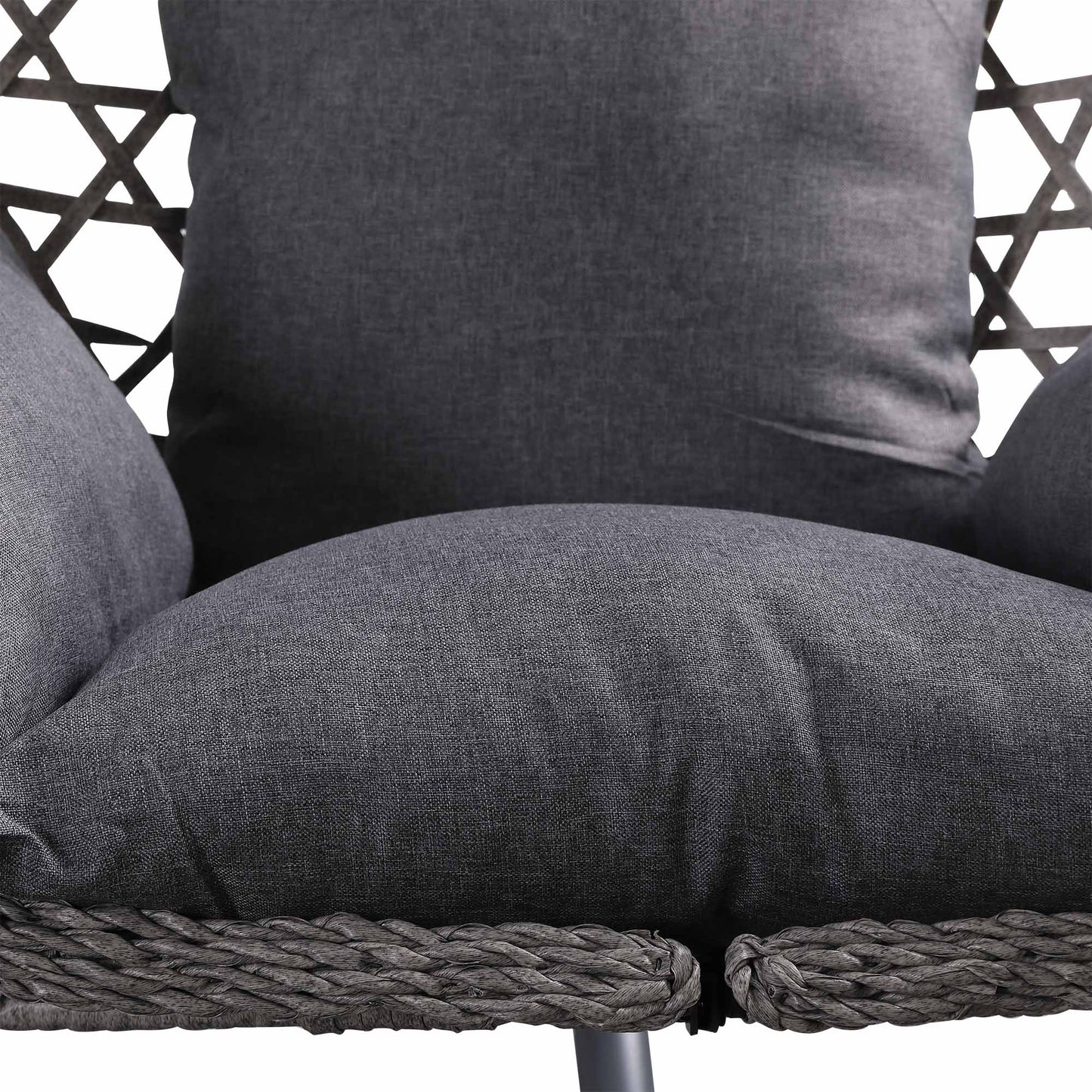IN STOCK | Nest Hanging Egg Chair with Stand, Thick Showerproof Cushions, for Living Room,Balcony or Outdoor, Grey Weave & Black Stand (RR-EC-02)