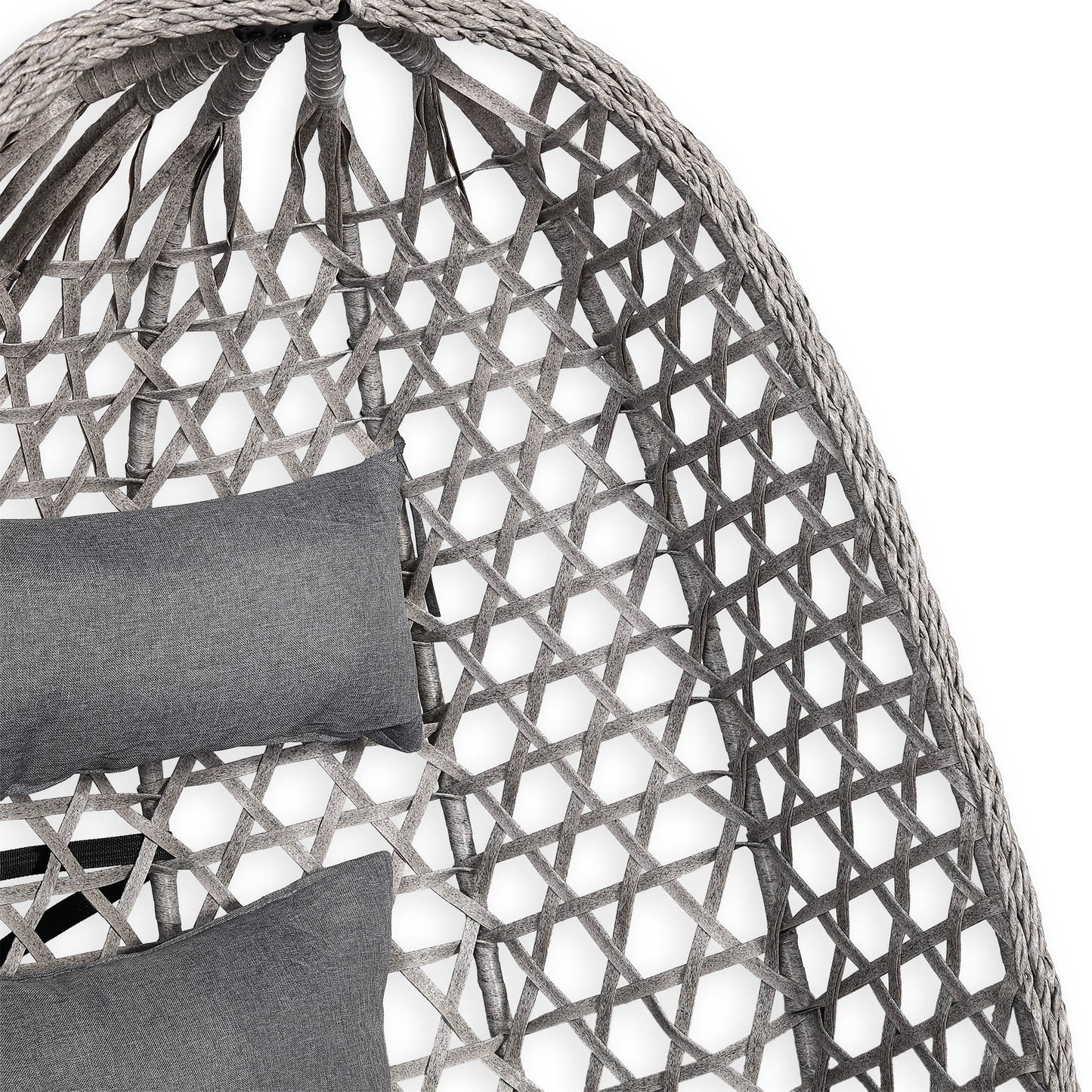 IN STOCK | Nest Hanging Egg Chair with Stand, Thick Showerproof Cushions, for Living Room,Balcony or Outdoor, Grey Weave & Black Stand (RR-EC-02)