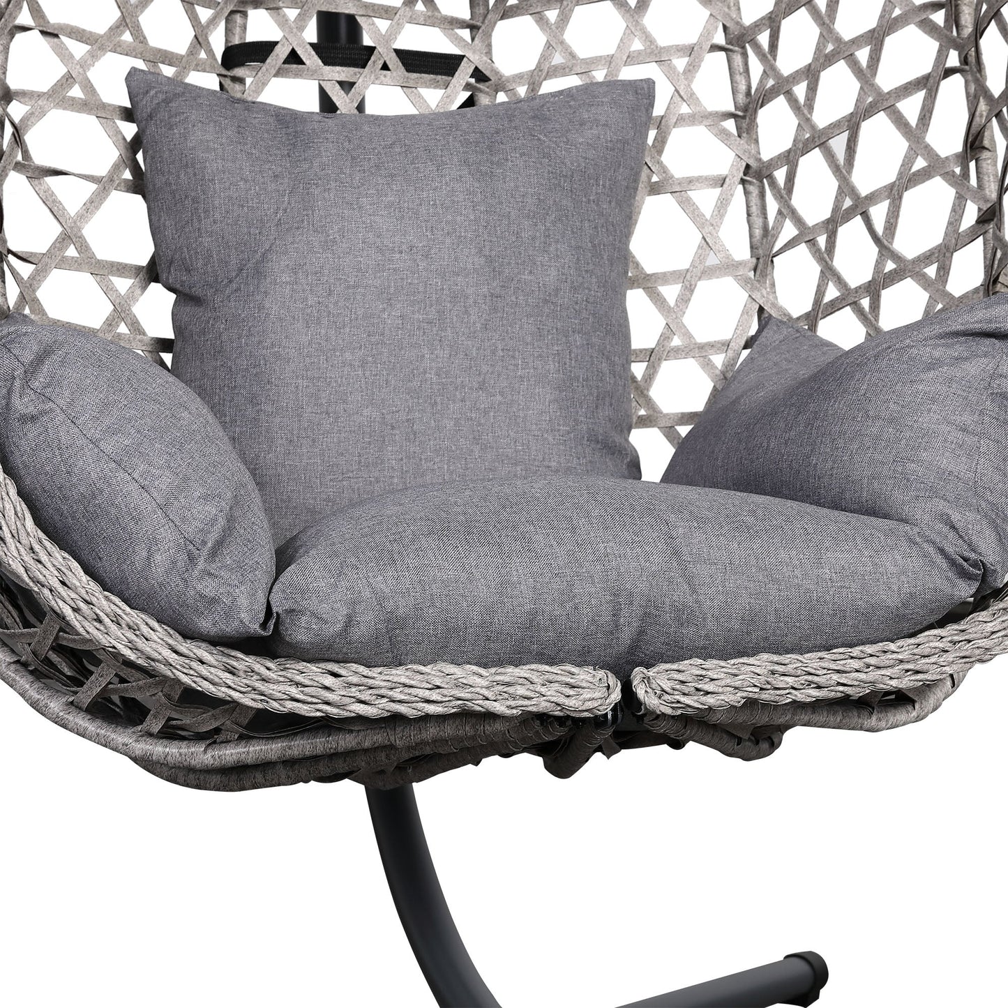 IN STOCK | Nest Hanging Egg Chair with Stand, Thick Showerproof Cushions, for Living Room,Balcony or Outdoor, Grey Weave & Black Stand (RR-EC-02)