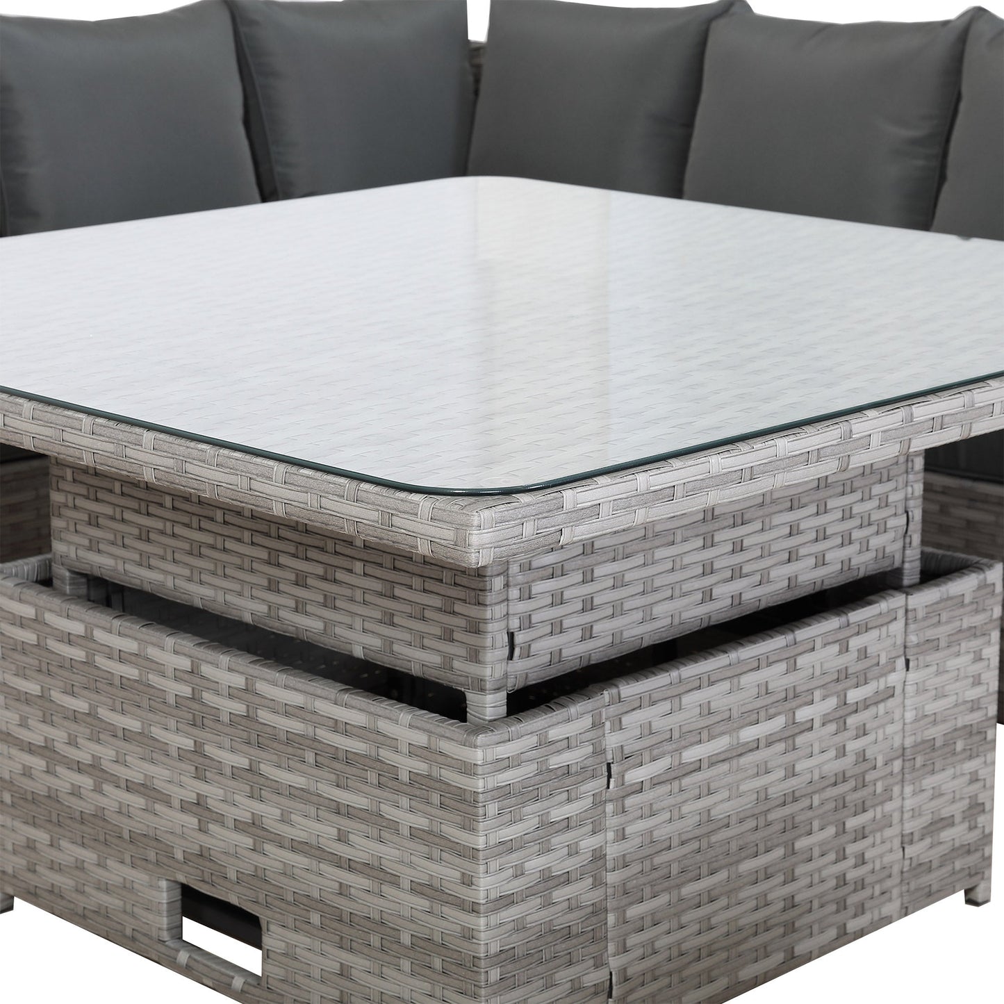 IN STOCK |Bristol Range 11-Seater Rattan Garden Furniture Set with Height-Adjustable Rising Table & Waterproof Cover - Luxury Symmetrical Corner Sofa