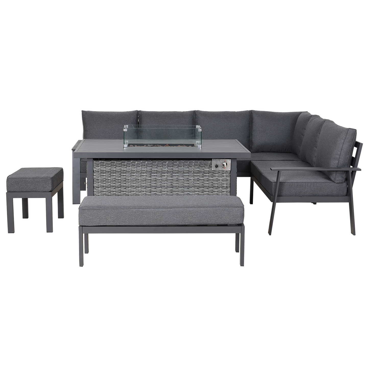 Titan Range High Back Right Hand Corner Sofa Set with Fire Pit Table