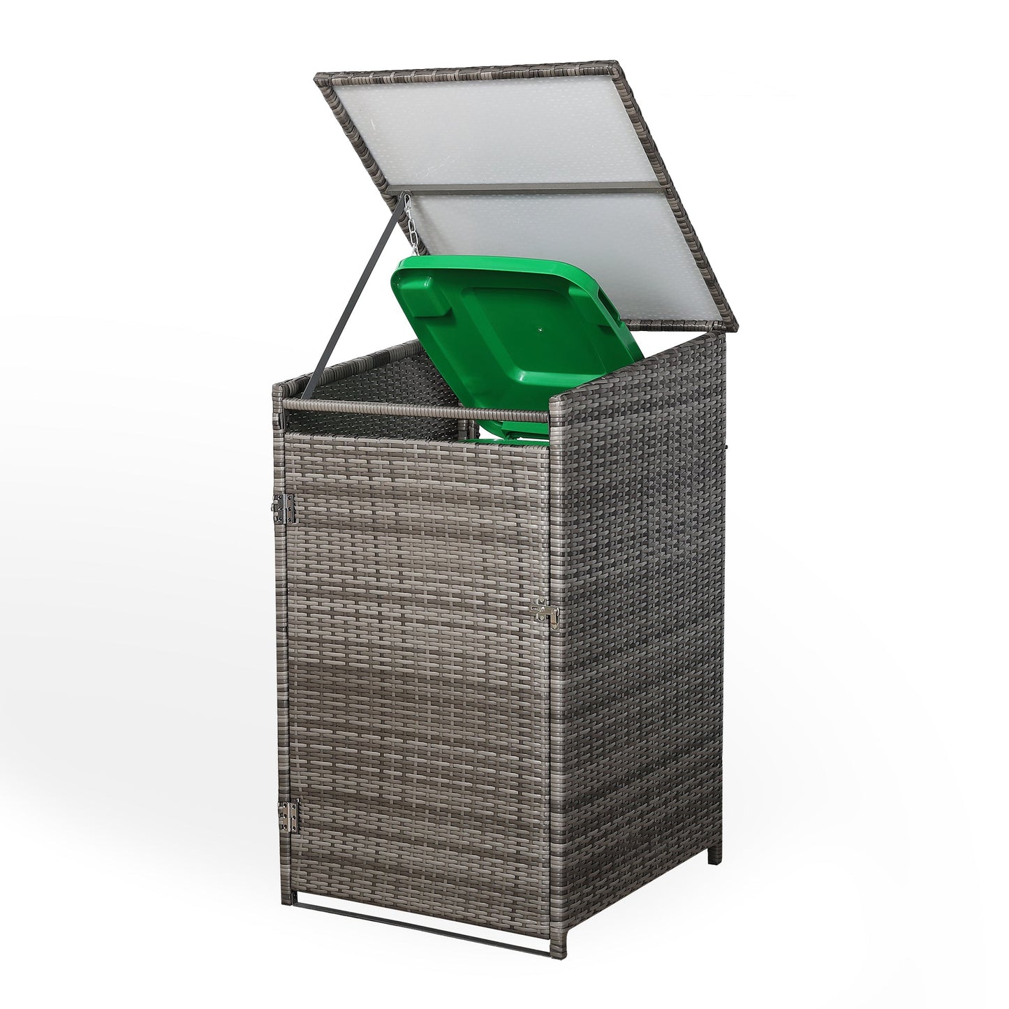 IN STOCK | Nest wheelie bin shed / store in Grey Rattan Weave (WBS-1G)