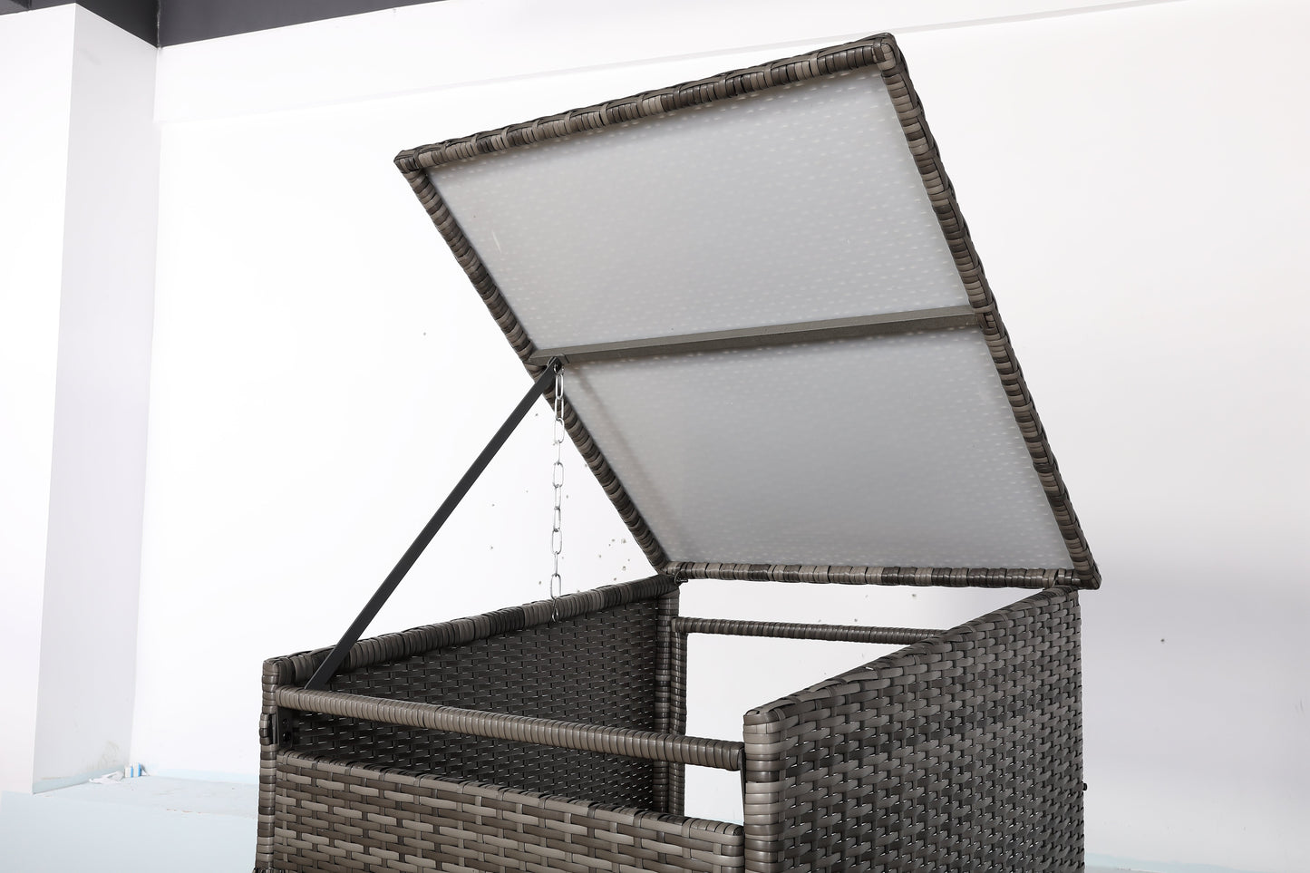 IN STOCK | Nest wheelie bin shed / store in Grey Rattan Weave (WBS-1G)