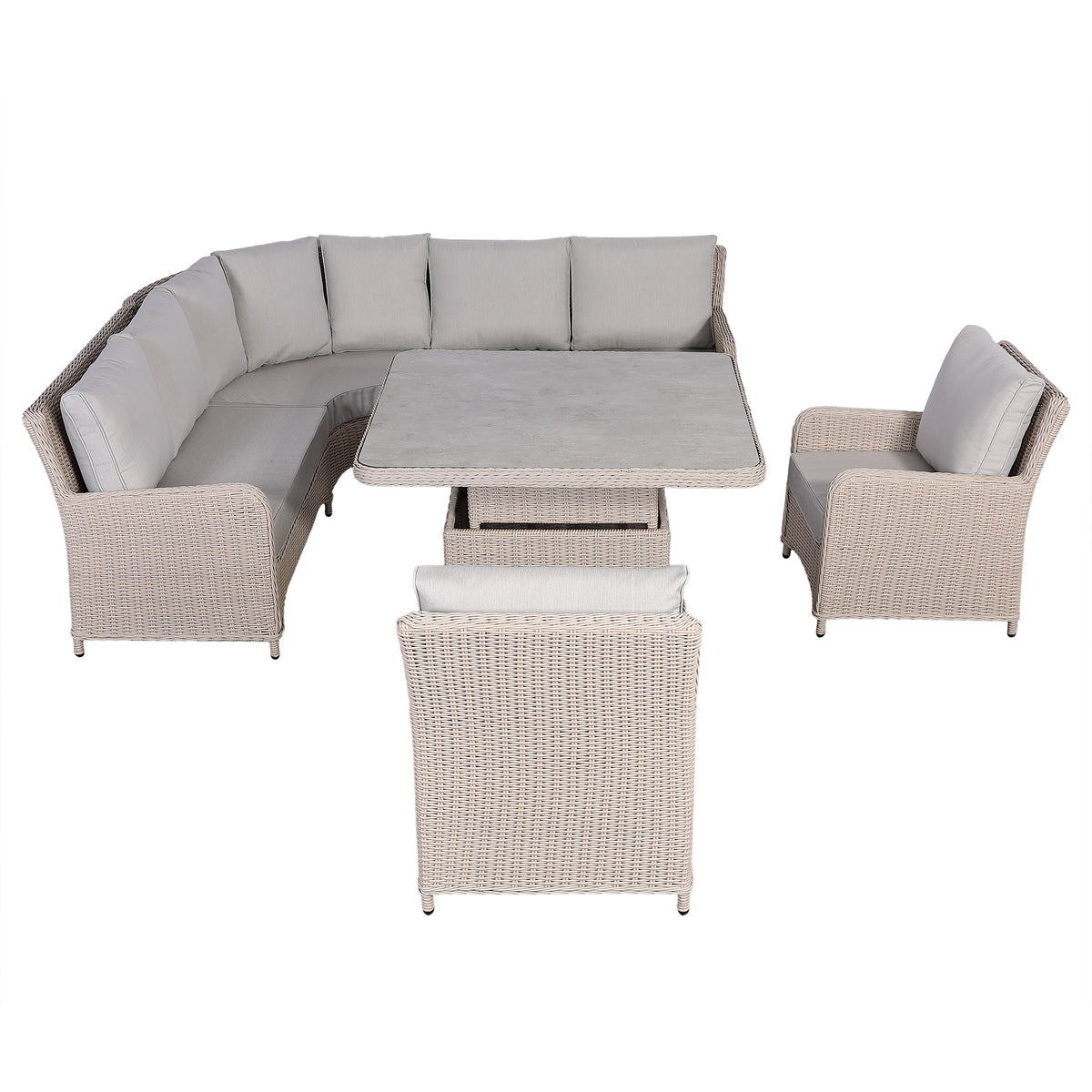 Havana Range L-Shaped Corner Sofa Set with Armchairs and Rising Fire Pit Table