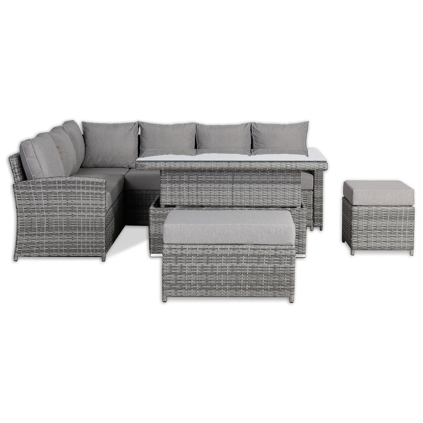 Sloane Range Left Hand Corner Sofa Set with Rising Table in Dark Grey Weave