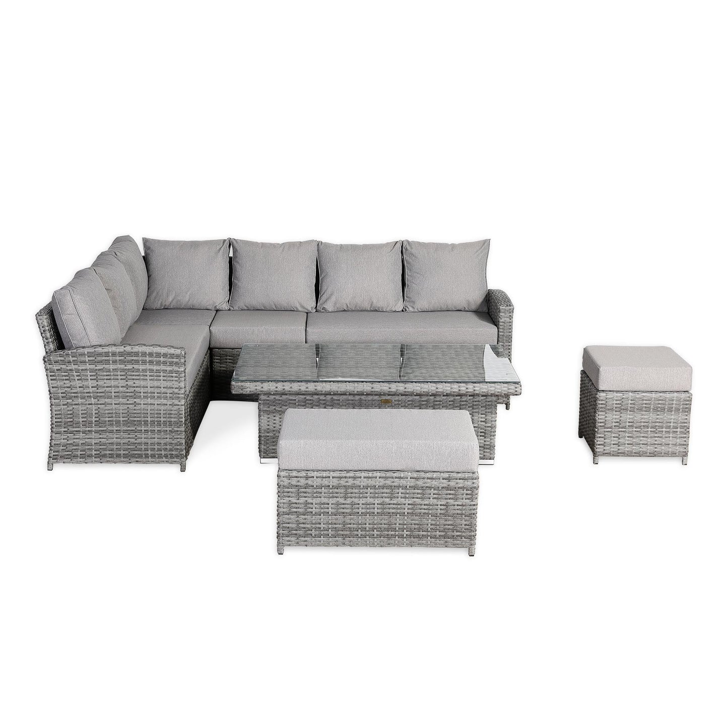 Sloane Range Left Hand Corner Sofa Set with Rising Table in Dark Grey Weave