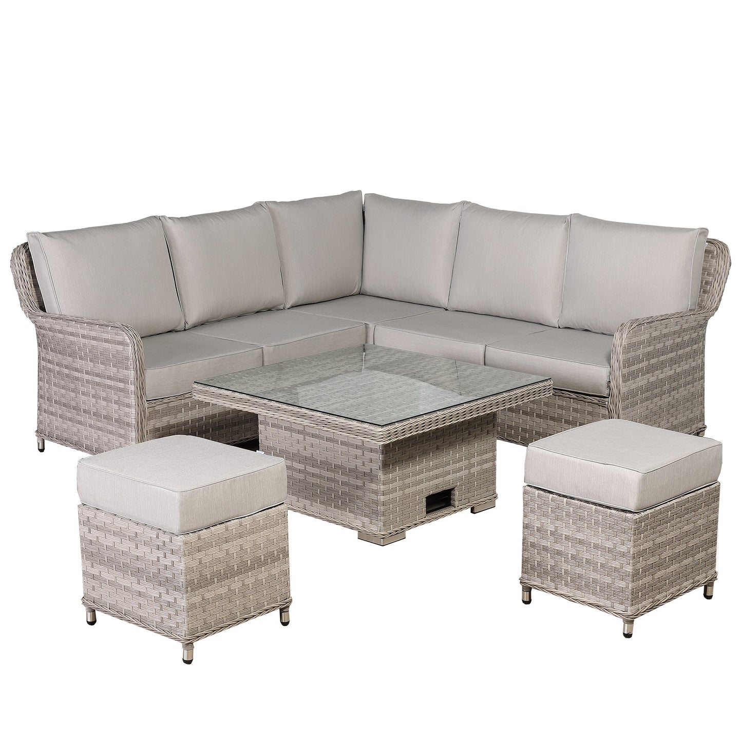 Havana Range Square Corner Sofa Set with Rising Table