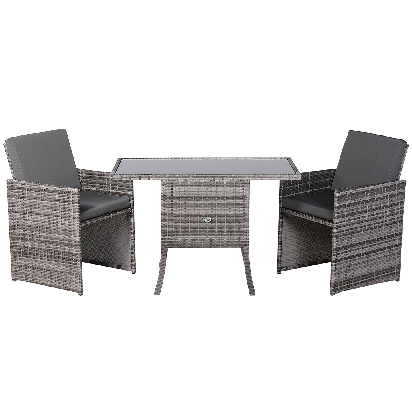 IN STOCK | Luxury 3-Piece Cube Garden Bistro Set – Premium Grey Wicker Furniture for Balcony & Patio