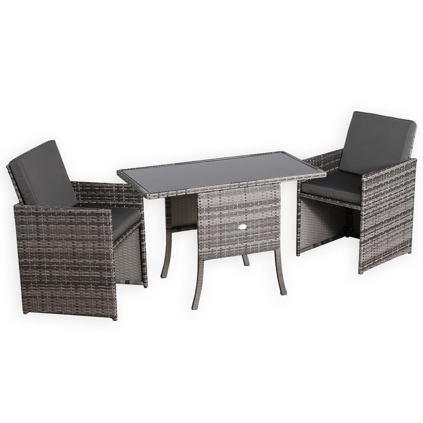 IN STOCK | Luxury 3-Piece Cube Garden Bistro Set – Premium Grey Wicker Furniture for Balcony & Patio