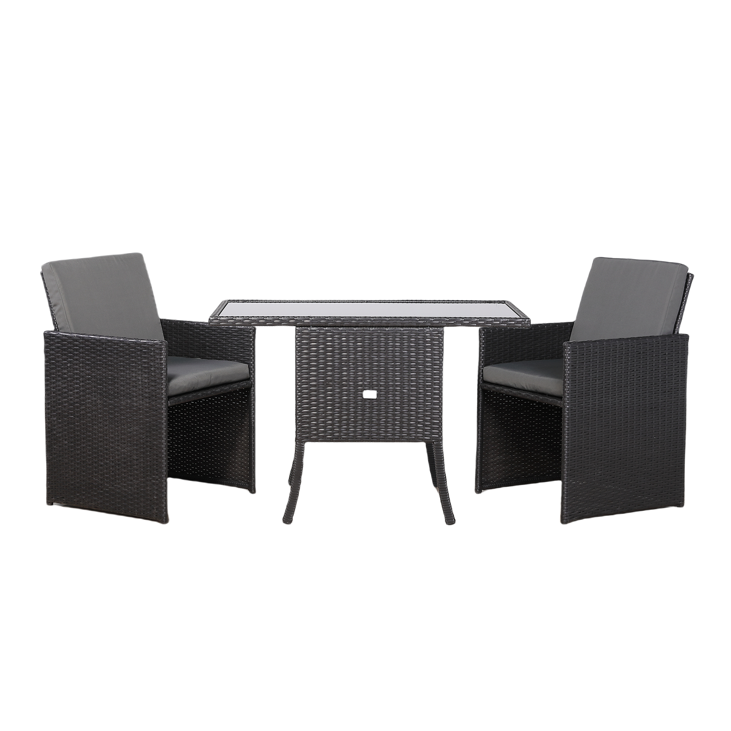 IN STOCK | Rattan Republic Luxury 3-Piece Cube Garden Bistro Set – Elegant Blackish Brown Wicker Furniture for Balcony & Patio