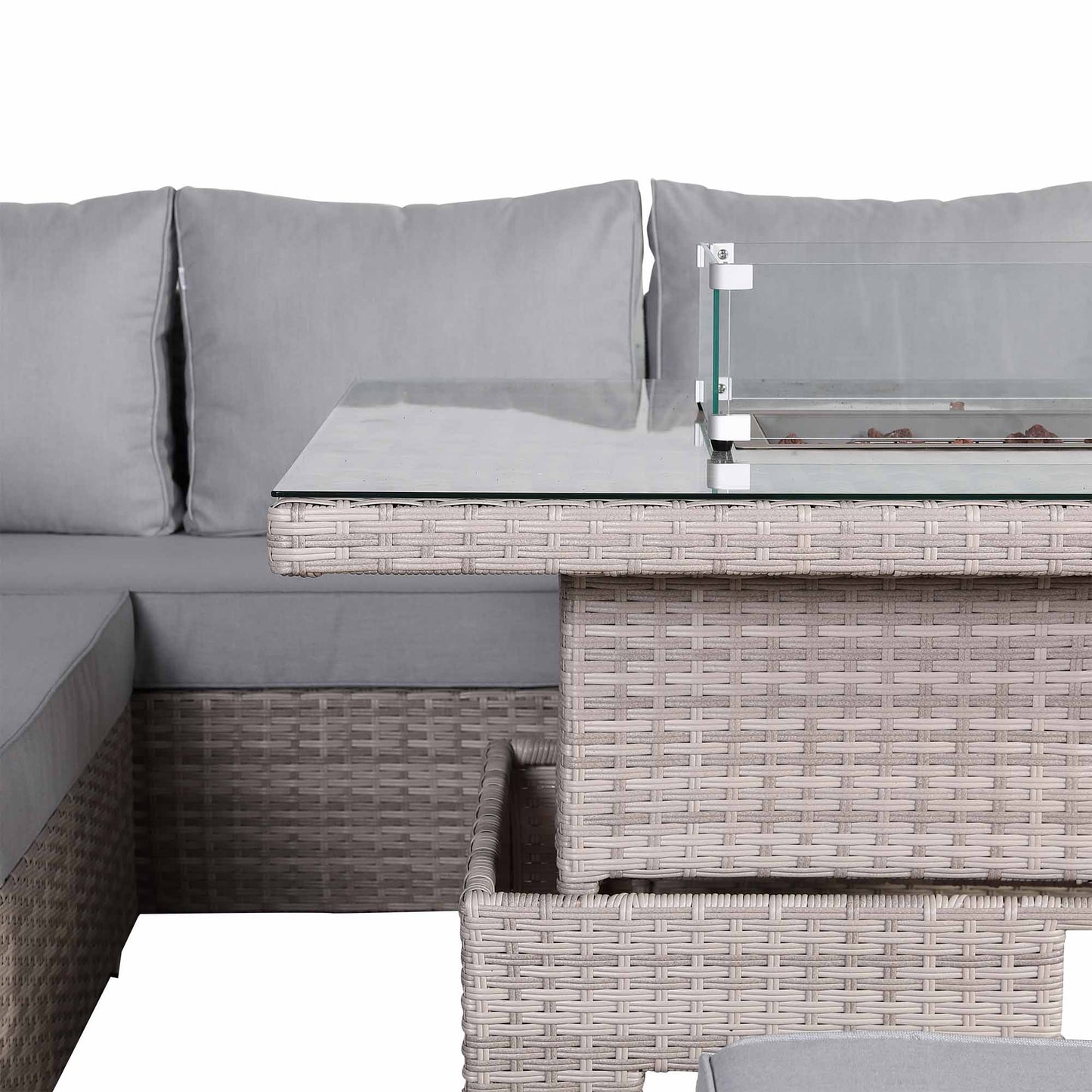 Aurora Range High Back Left Hand Corner Sofa Set with Fire Pit Rising Table