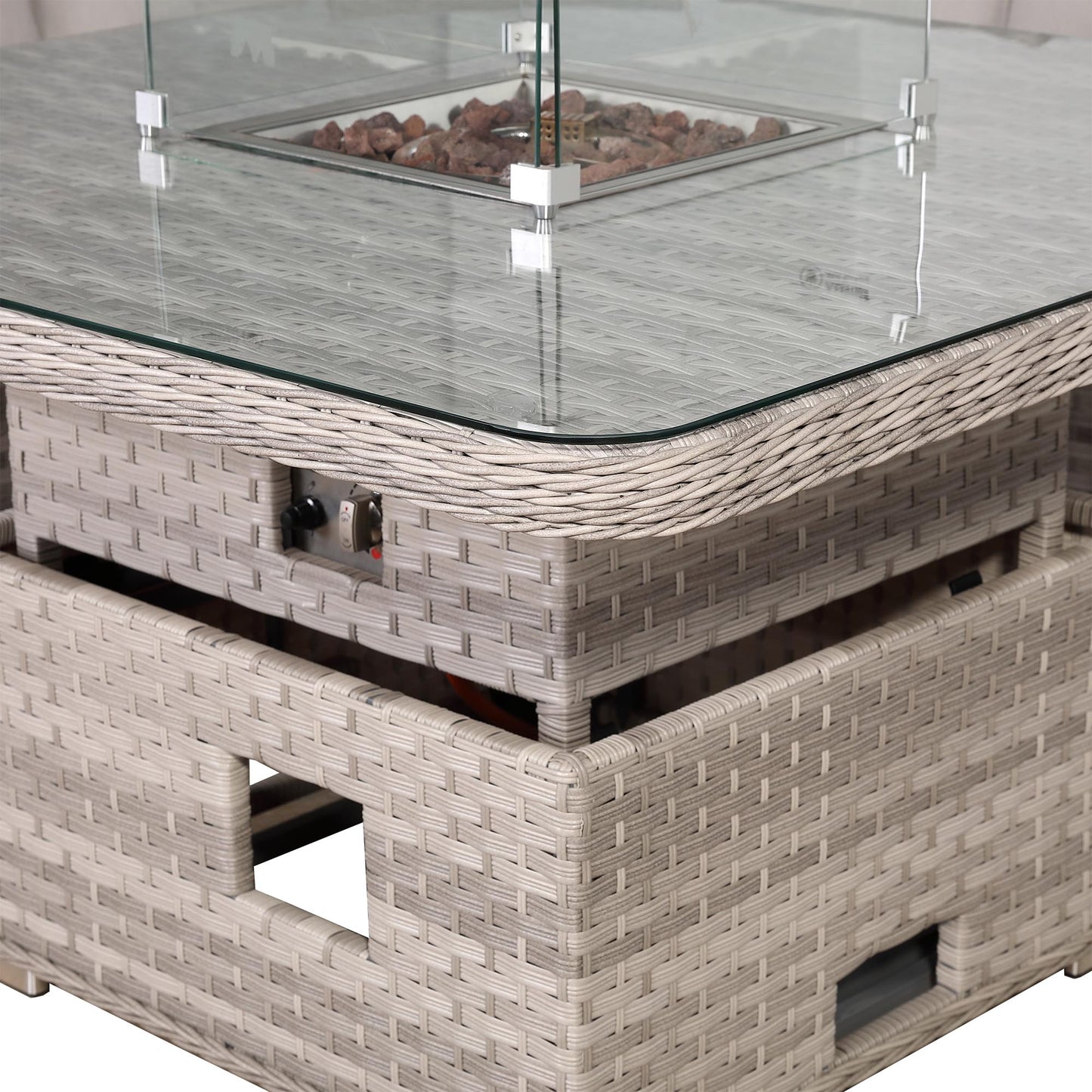Havana Range Round Corner Sofa Set with Fire Pit Rising Table