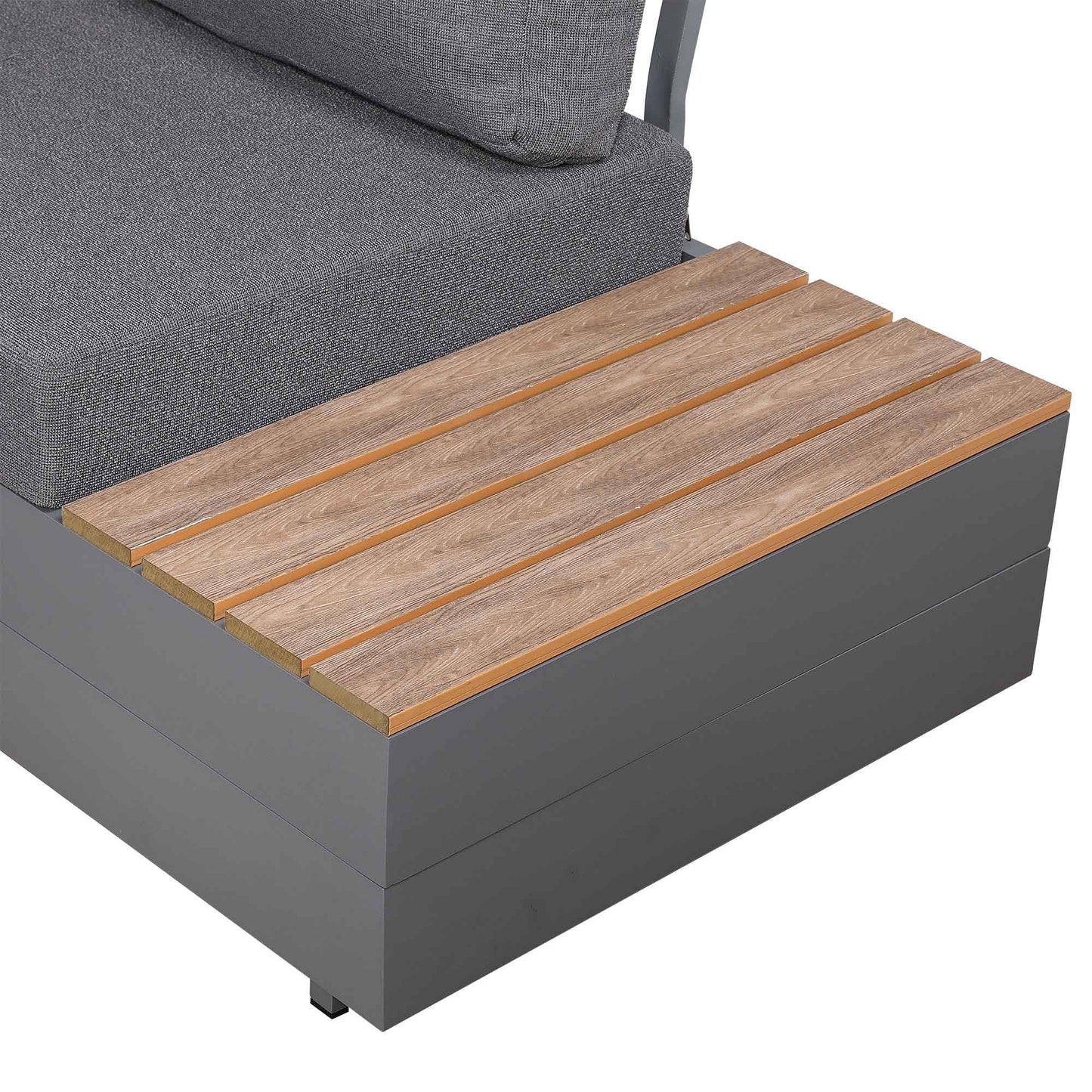 Titan Range Aluminium L-Shape Corner Sofa Set with Wood Top Coffee Table