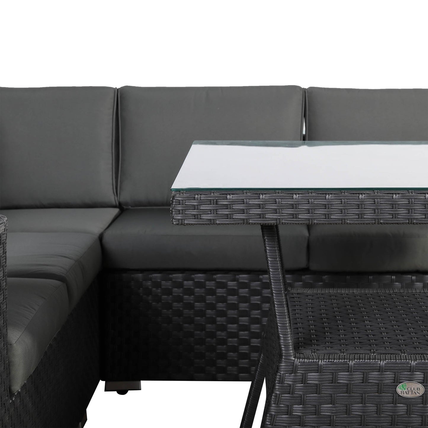 IN STOCK | Bath 7-Seater Rattan Corner Sofa Dining Set | All-Weather Patio Sectional with Dining Table & Footstools