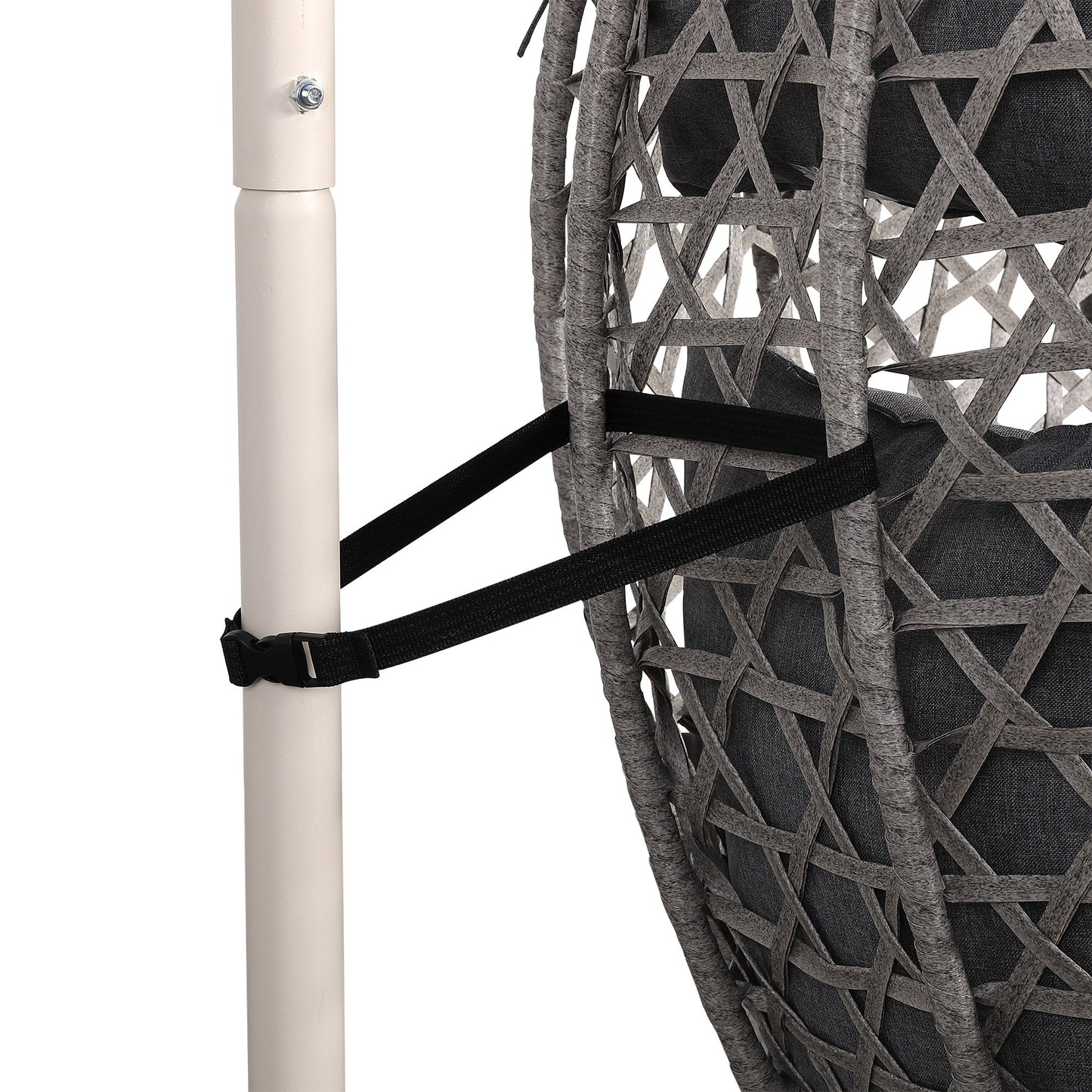 IN STOCK | Nest Hanging Egg Swing Chair with Stand, Thick Showerproof Cushions, for Living Room,Balcony or Outdoor, Grey Weave & Beige Stand(RR-EC-01)