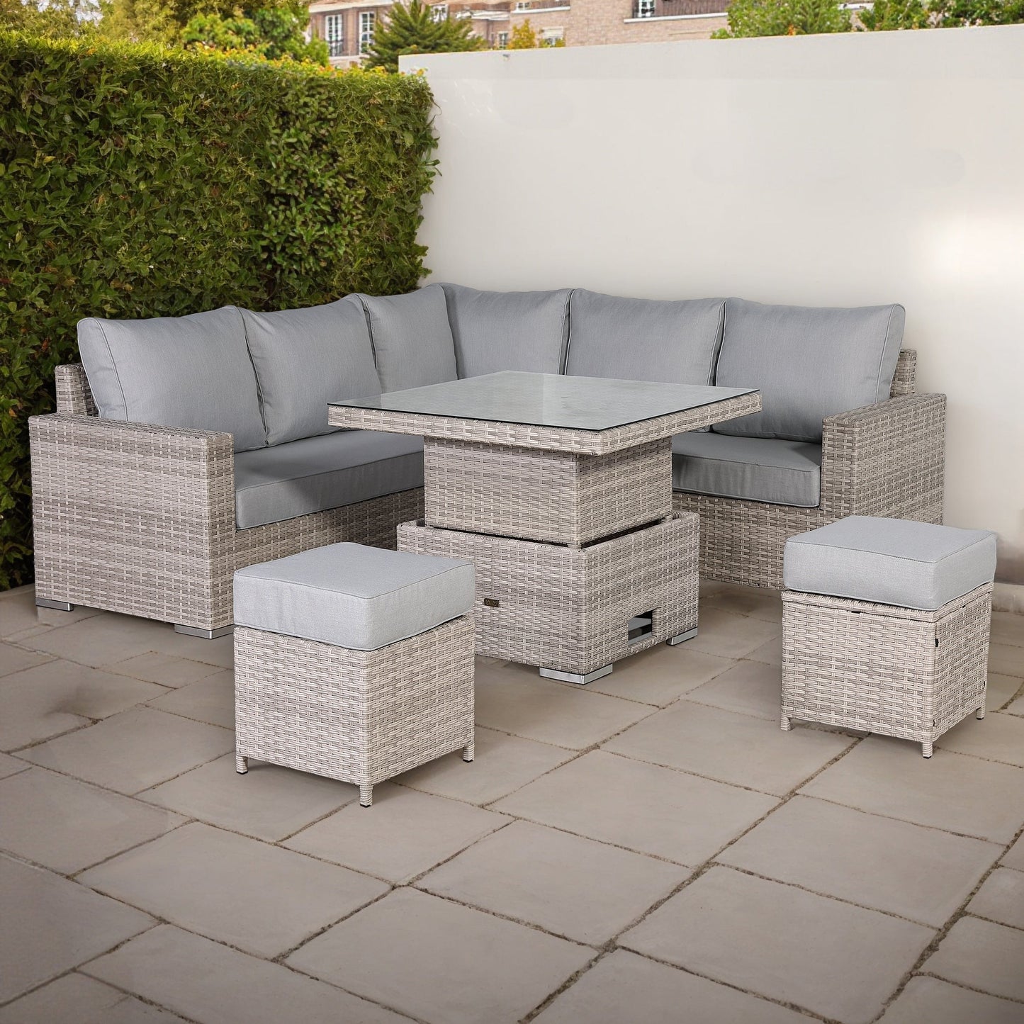 Aurora Range High Back Corner Sofa Set with Rising Table