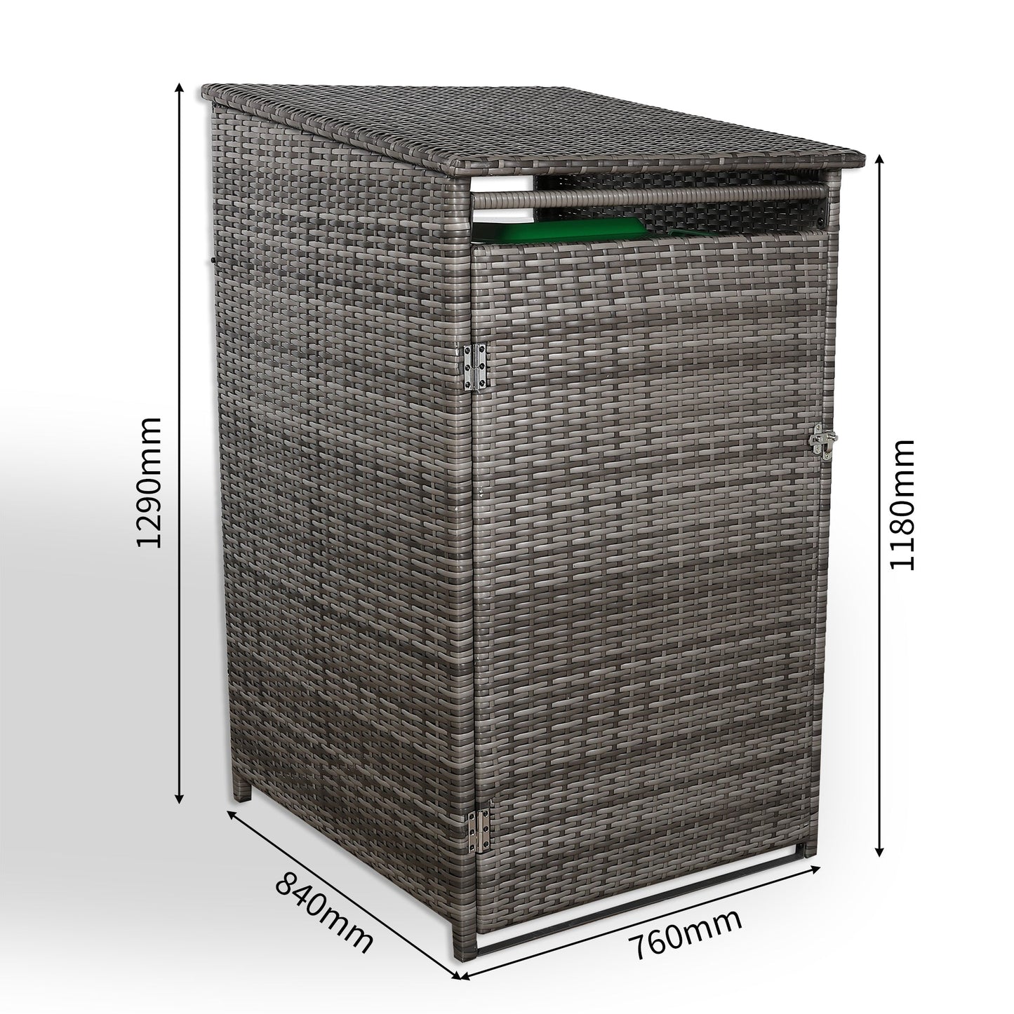 IN STOCK | Nest wheelie bin shed / store in Grey Rattan Weave (WBS-1G)