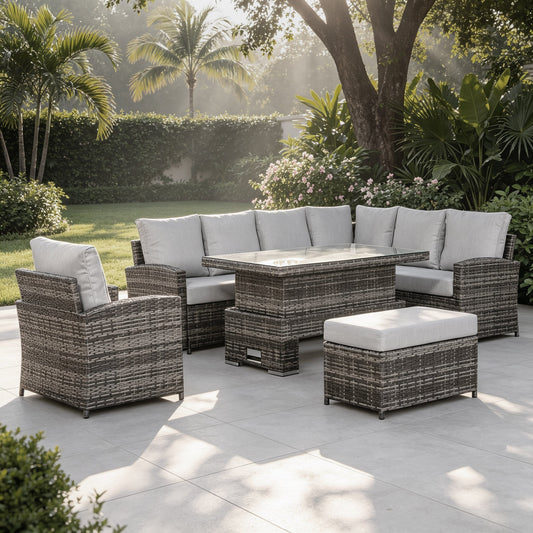 Sloane Range Right Hand Corner Sofa Set with Armchair, Bench and Rising Table