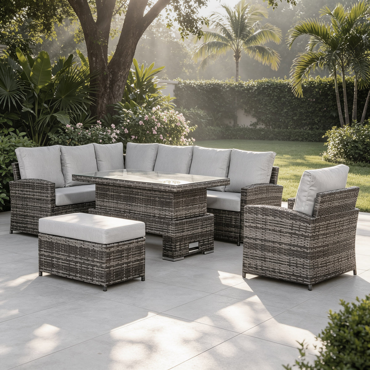 Sloane Range Left Hand Corner Sofa Set with Armchair, Bench and Rising Table