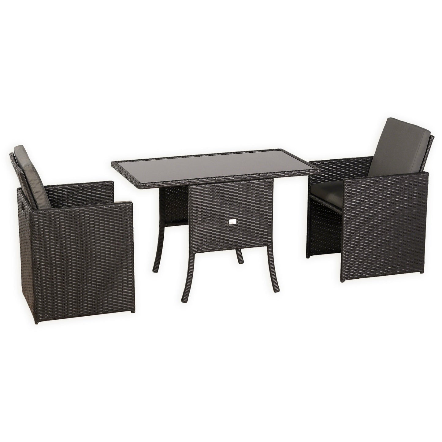IN STOCK | Rattan Republic Luxury 3-Piece Cube Garden Bistro Set – Elegant Blackish Brown Wicker Furniture for Balcony & Patio