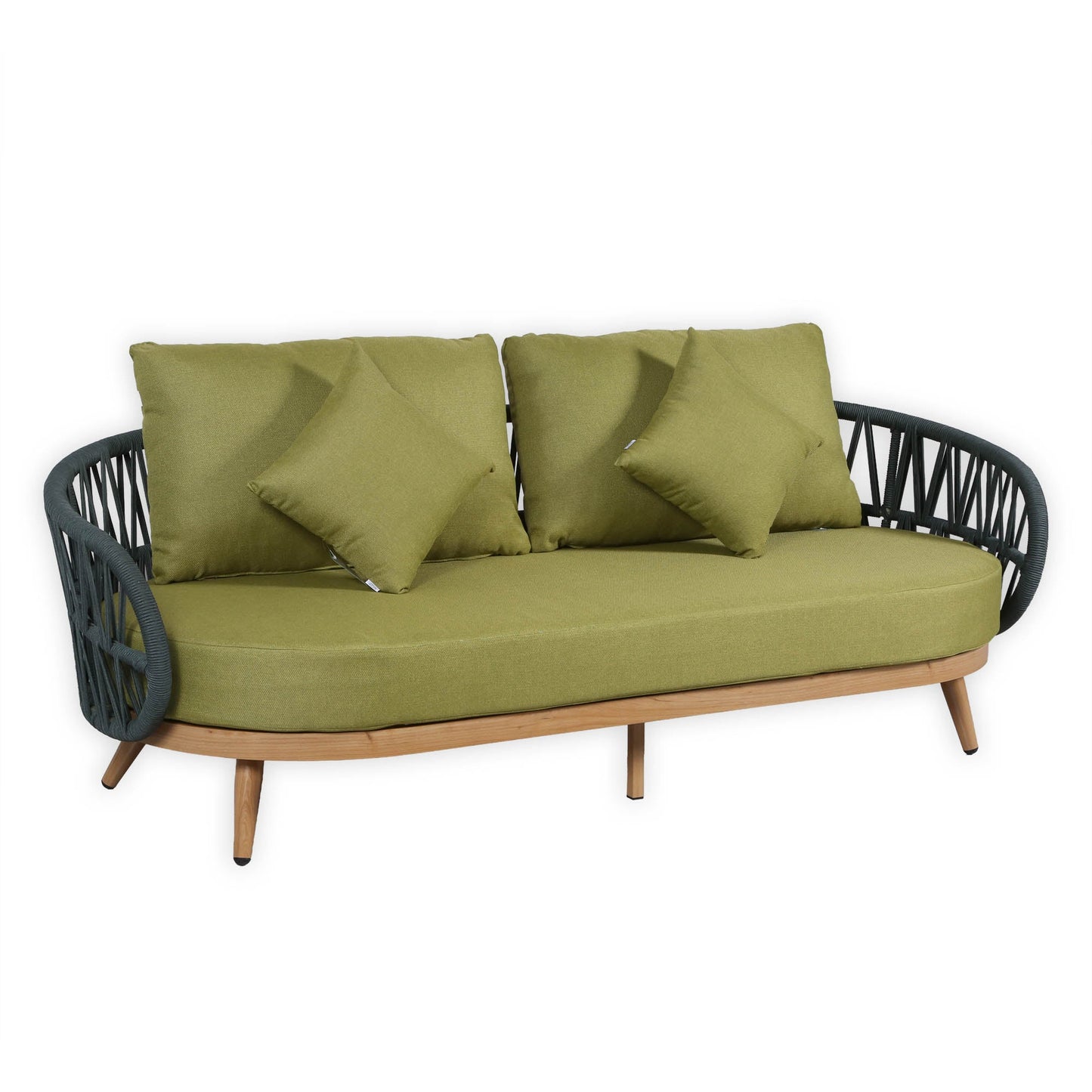 IN STOCK | Luna Range Olive Green Rope Sofa Set with Green Cushions