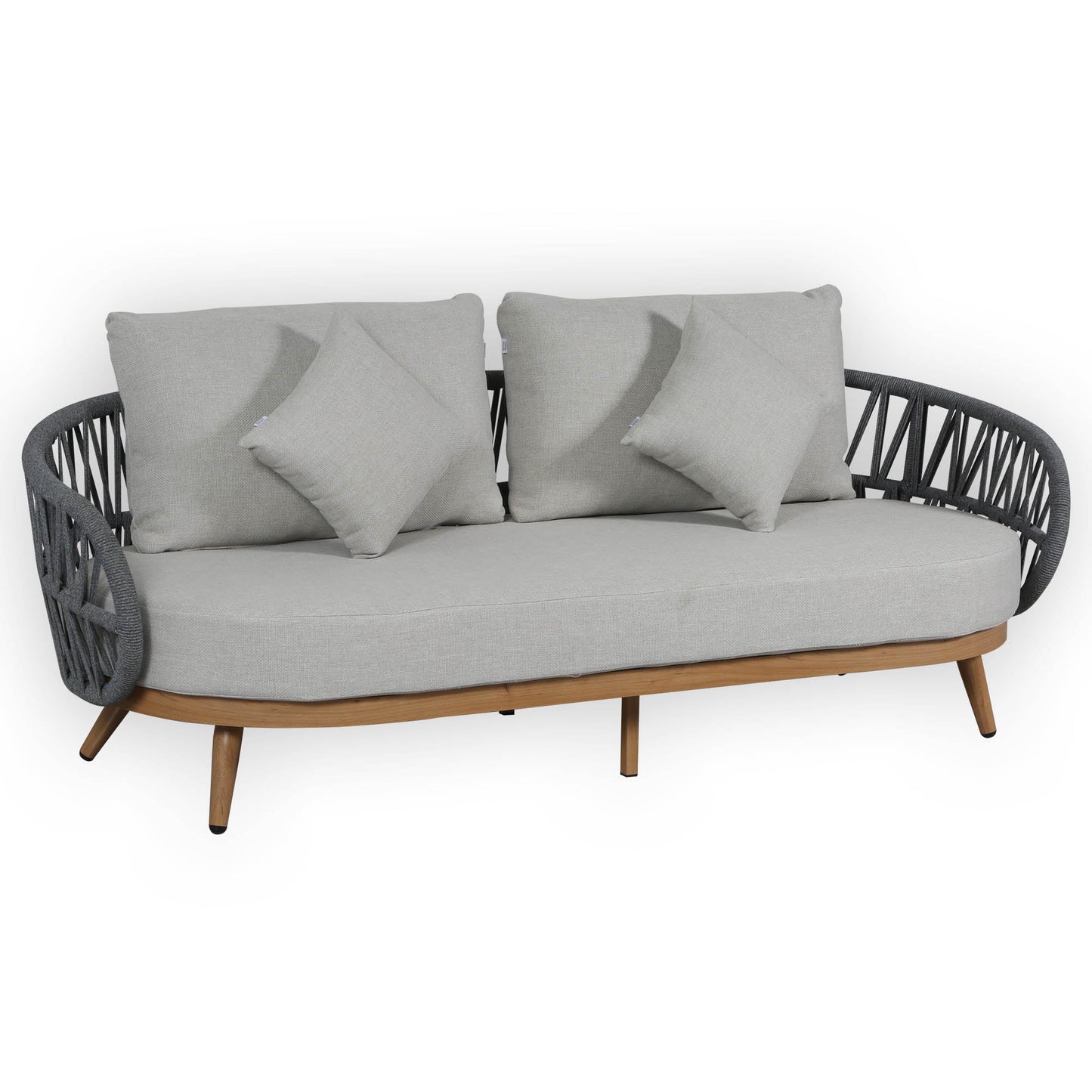 IN STOCK | Luna Range Dark Grey Rope Sofa Set with Grey Cushions