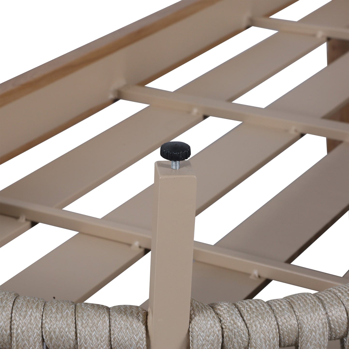 IN STOCK | Orion Range Beige Rope & Wood-Effect Aluminium Frame Sofa Set with Beige cushions