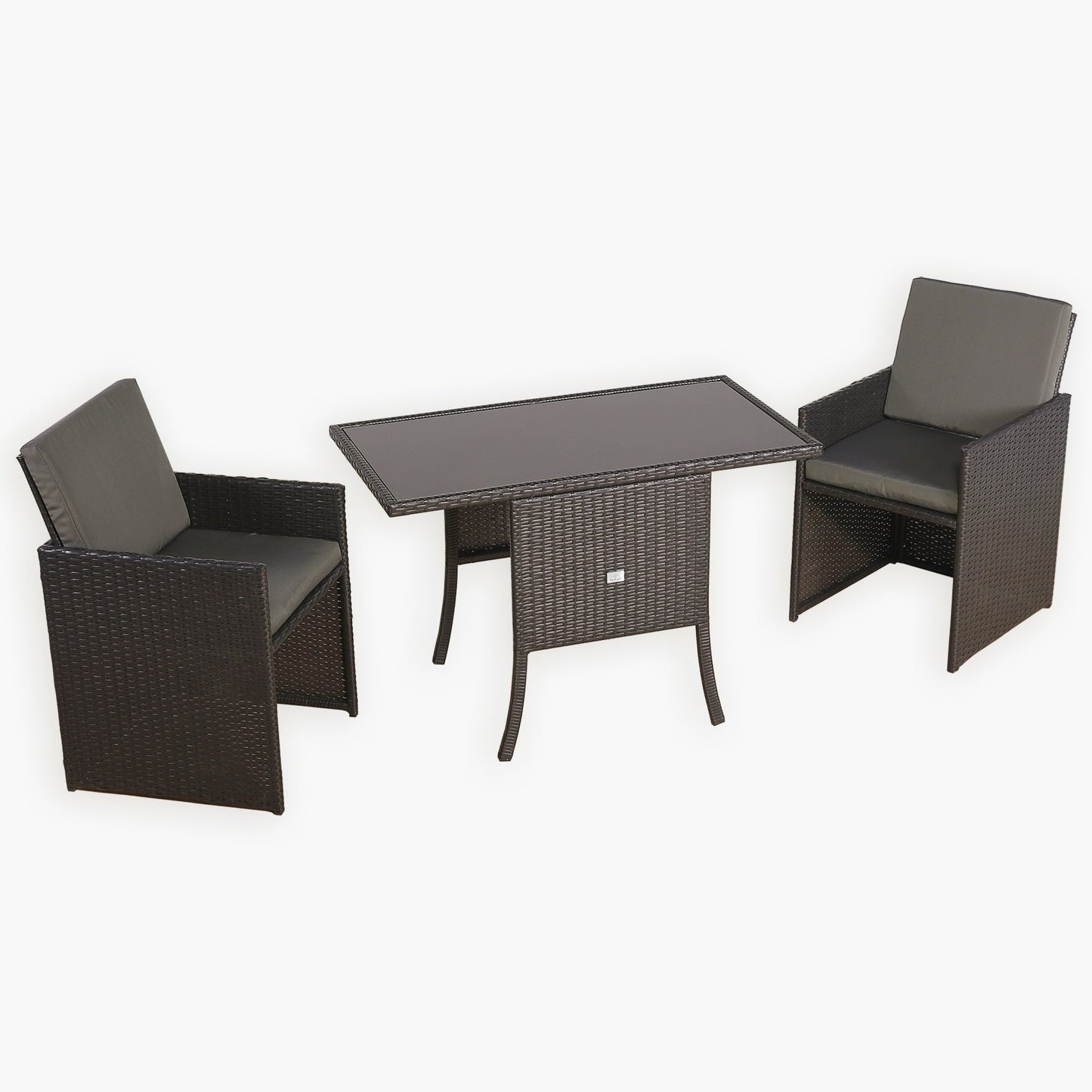 IN STOCK | Rattan Republic Luxury 3-Piece Cube Garden Bistro Set – Elegant Blackish Brown Wicker Furniture for Balcony & Patio
