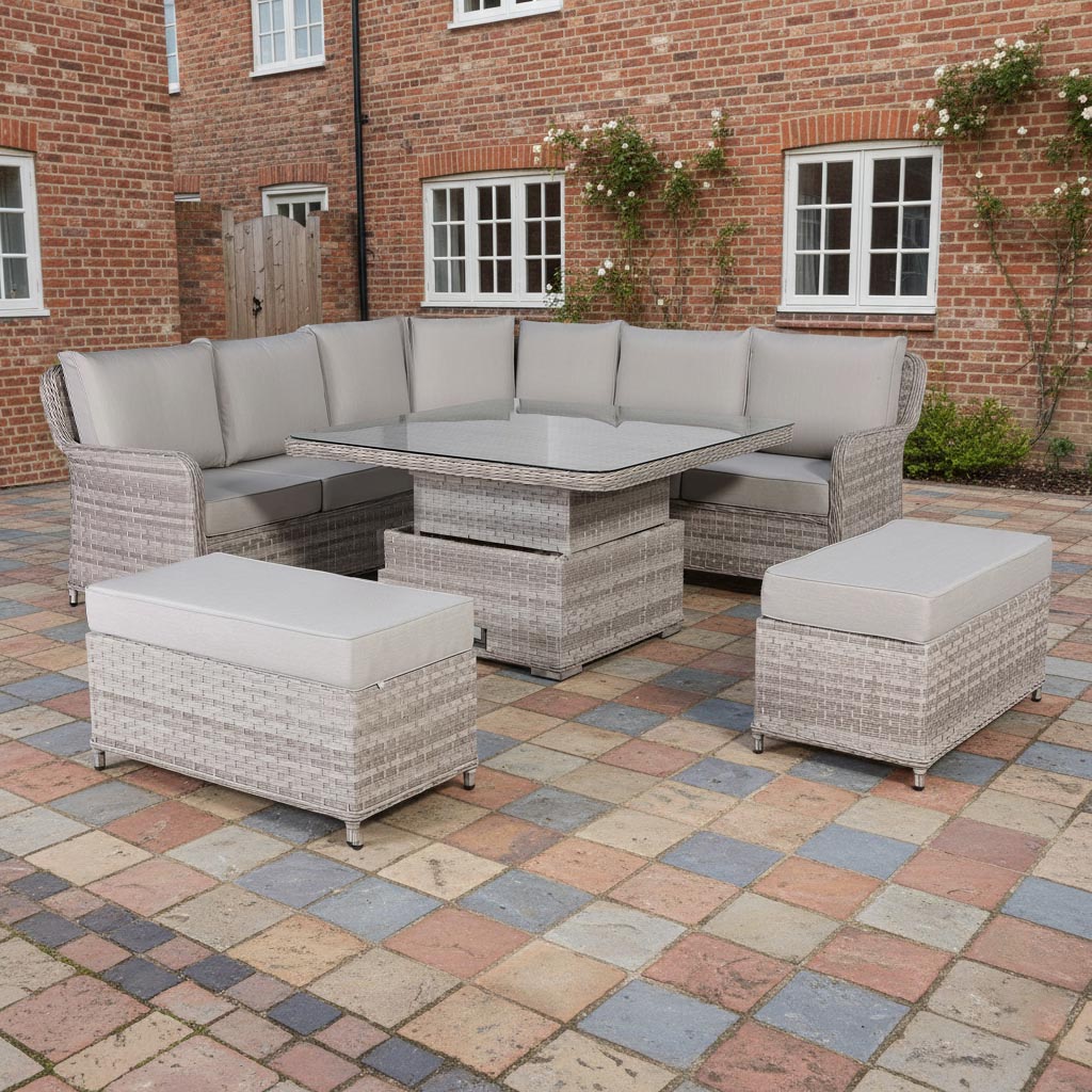 Havana Range Round Corner Sofa Set with Rising Table