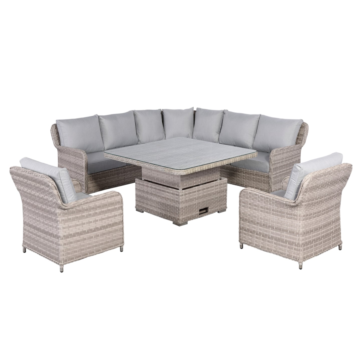 Havana Range L-Shaped Corner Sofa Set with Armchairs and Rising Table
