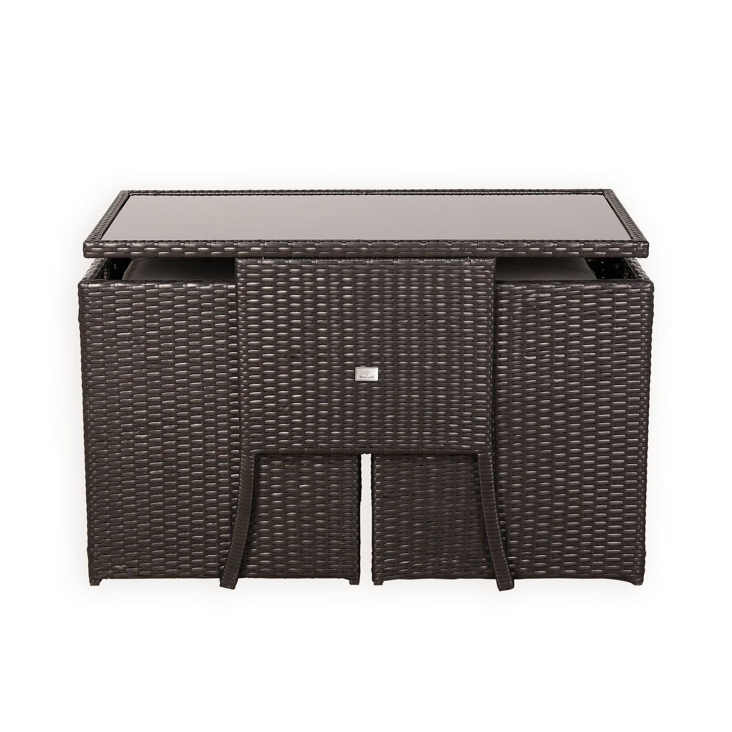 IN STOCK | Rattan Republic Luxury 3-Piece Cube Garden Bistro Set – Elegant Blackish Brown Wicker Furniture for Balcony & Patio