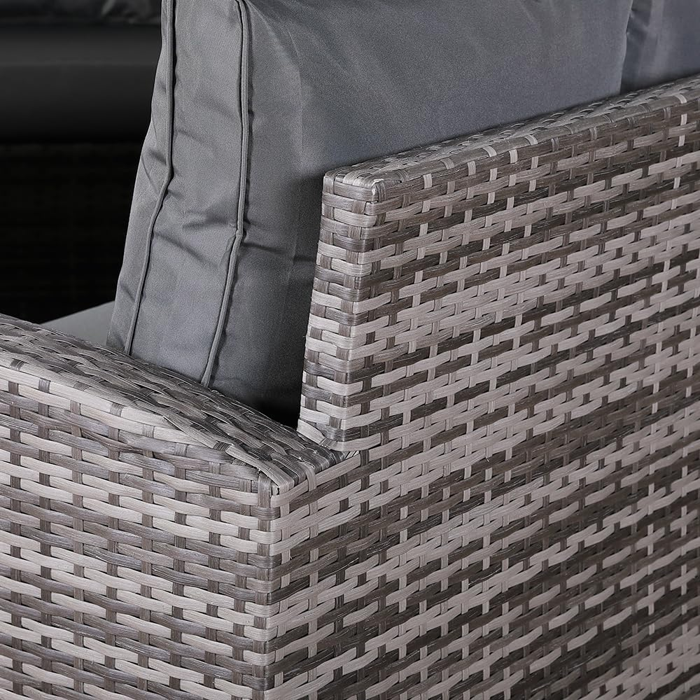 Rattan Republic High Back Left Hand Corner Sofa Set with Fire Pit Rising Table