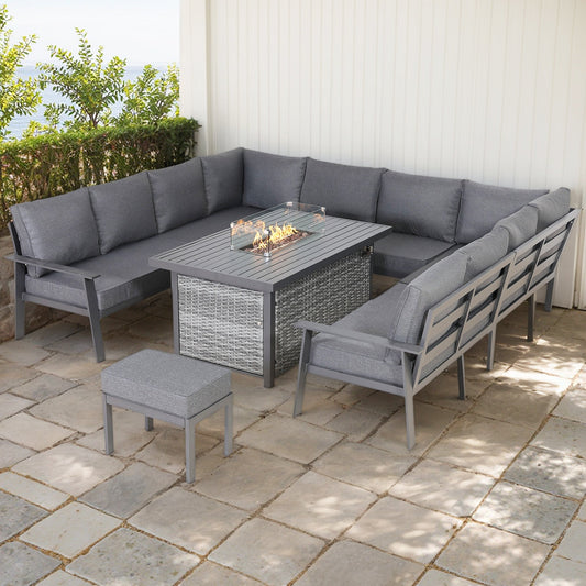 Titan Range U-Shape Corner Sofa Set with Fire Pit Table