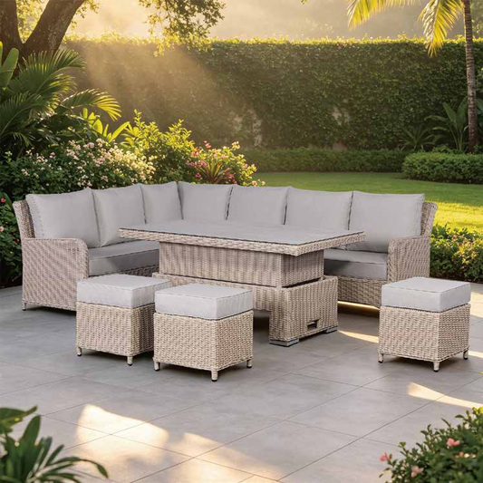 Oxford Range Left Hand Corner Sofa Set with Footstools and Rising Table