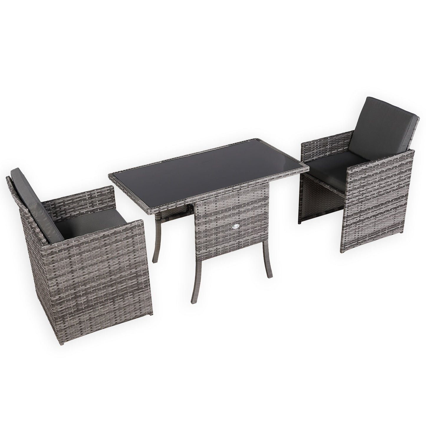 IN STOCK | Luxury 3-Piece Cube Garden Bistro Set – Premium Grey Wicker Furniture for Balcony & Patio