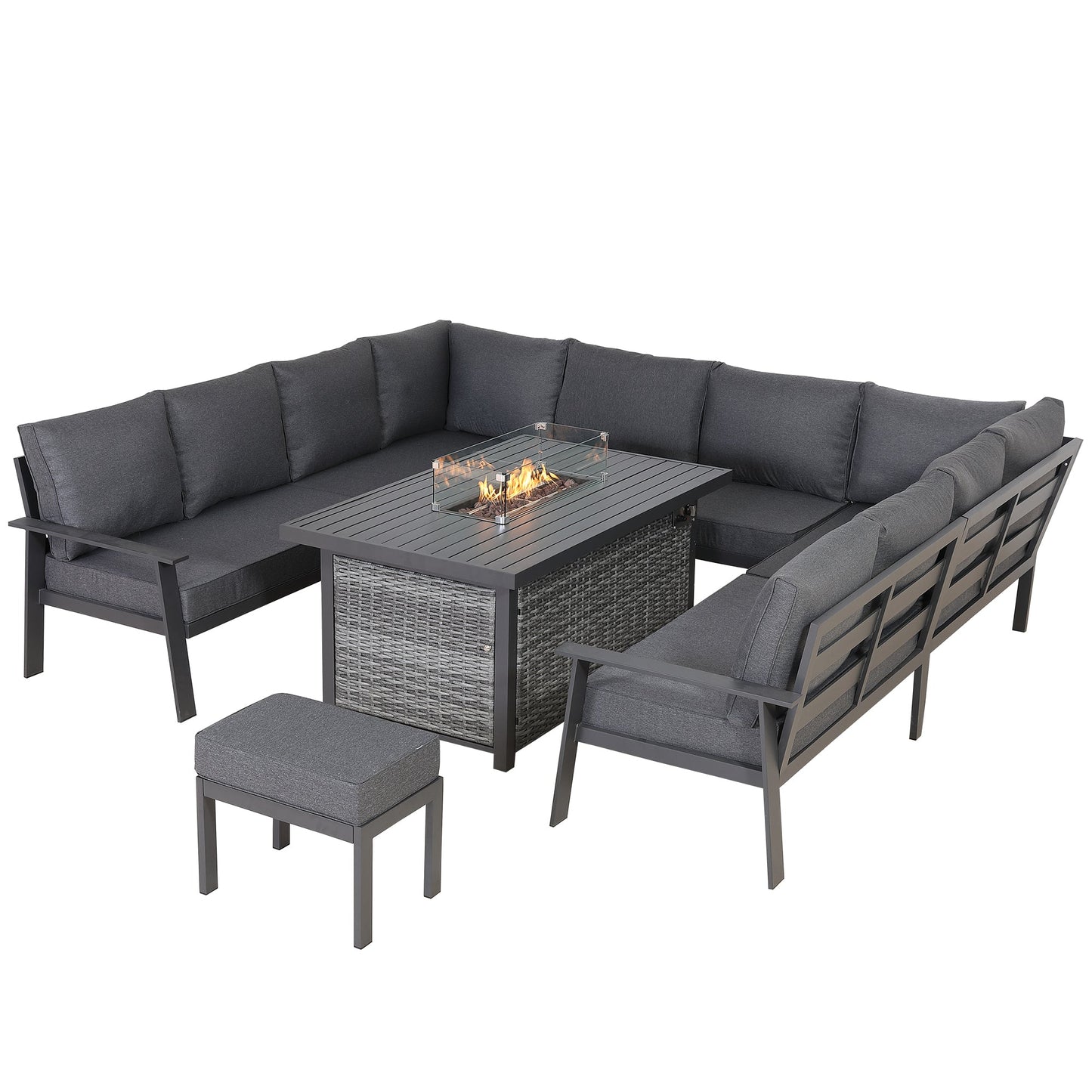 Titan Range U-Shape Corner Sofa Set with Fire Pit Table