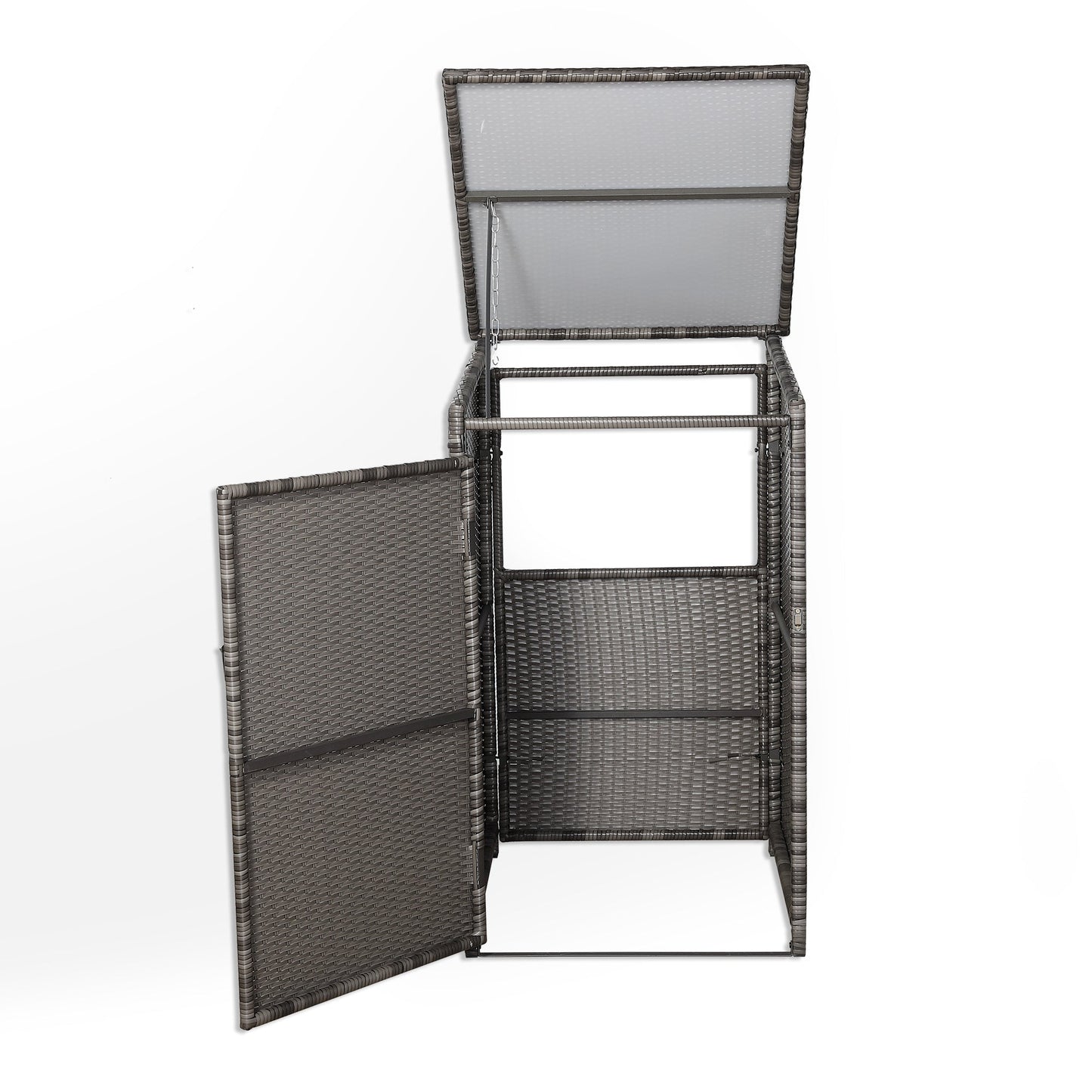 IN STOCK | Nest wheelie bin shed / store in Grey Rattan Weave (WBS-1G)
